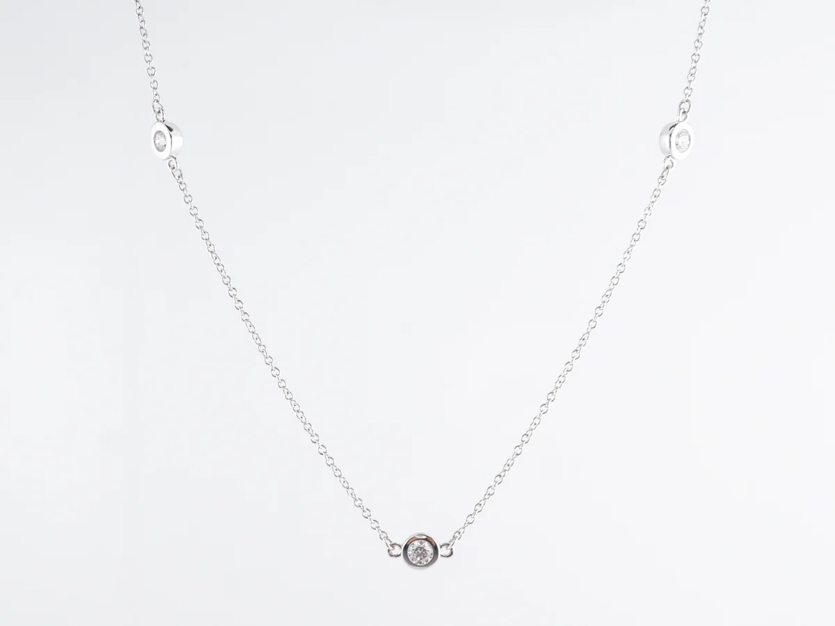 .55 Round Brilliant Bezel Diamond Necklace in 14K White Gold
