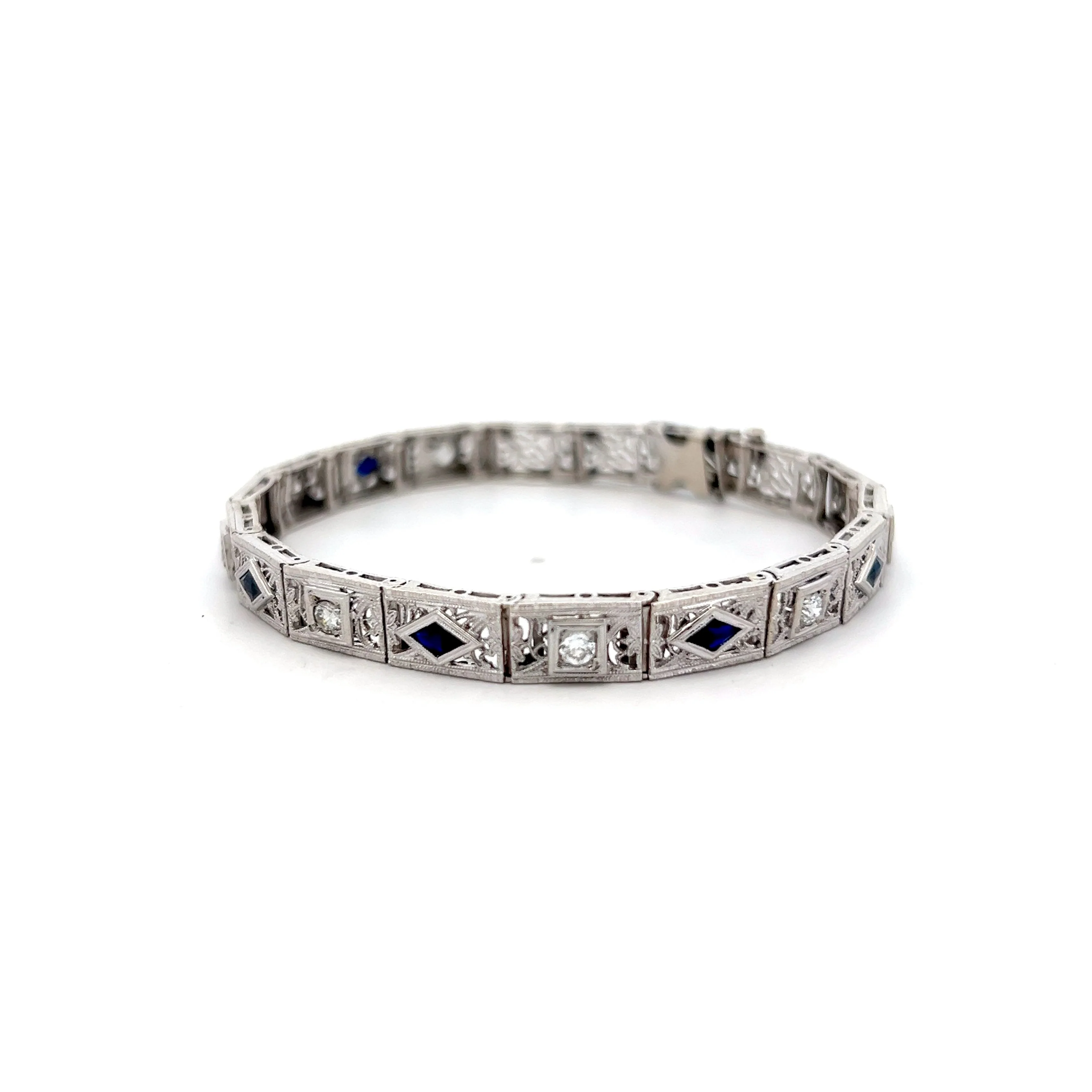 .56 Art Deco Diamond & Sapphire Bracelet in 14k - Image 2