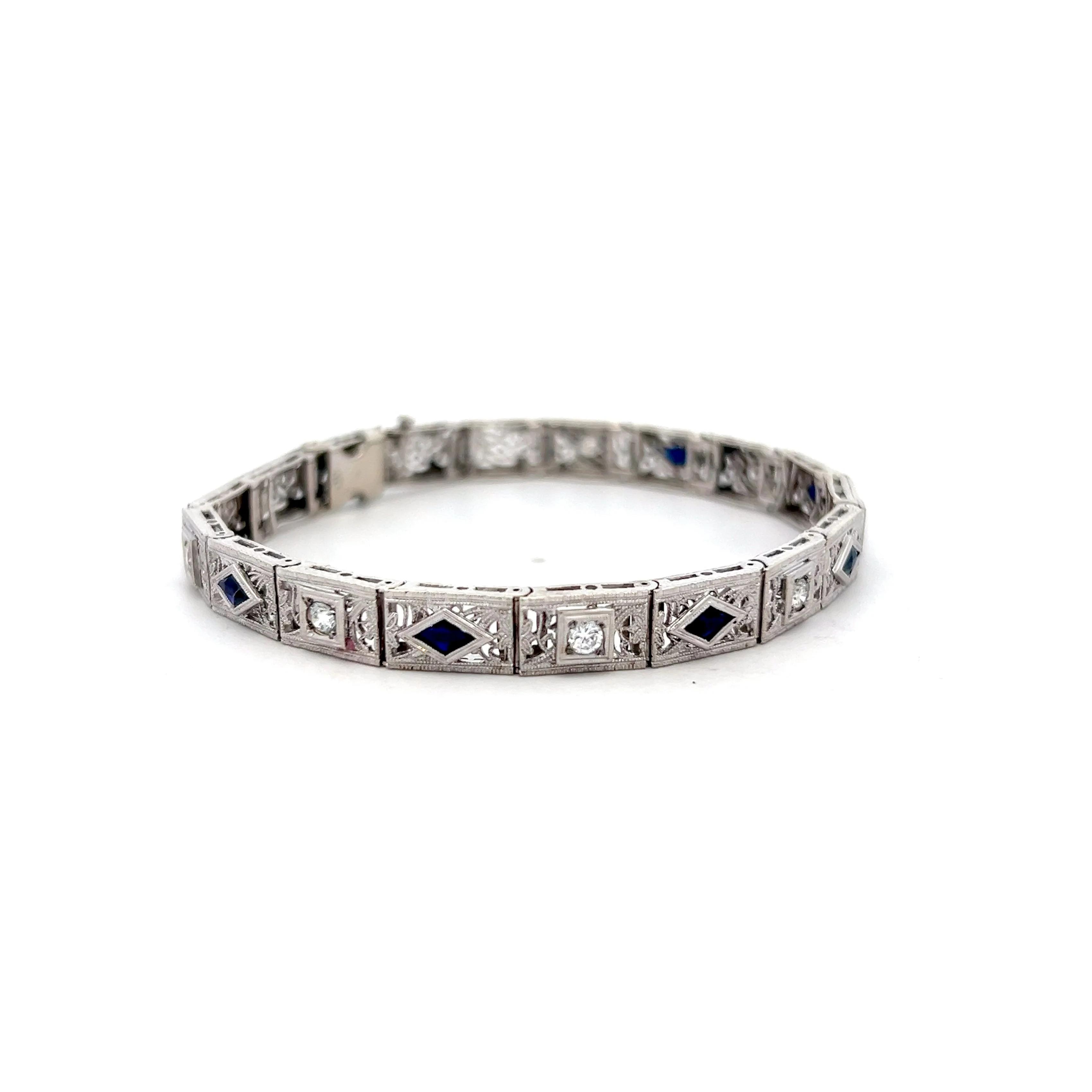 .56 Art Deco Diamond & Sapphire Bracelet in 14k - Image 3
