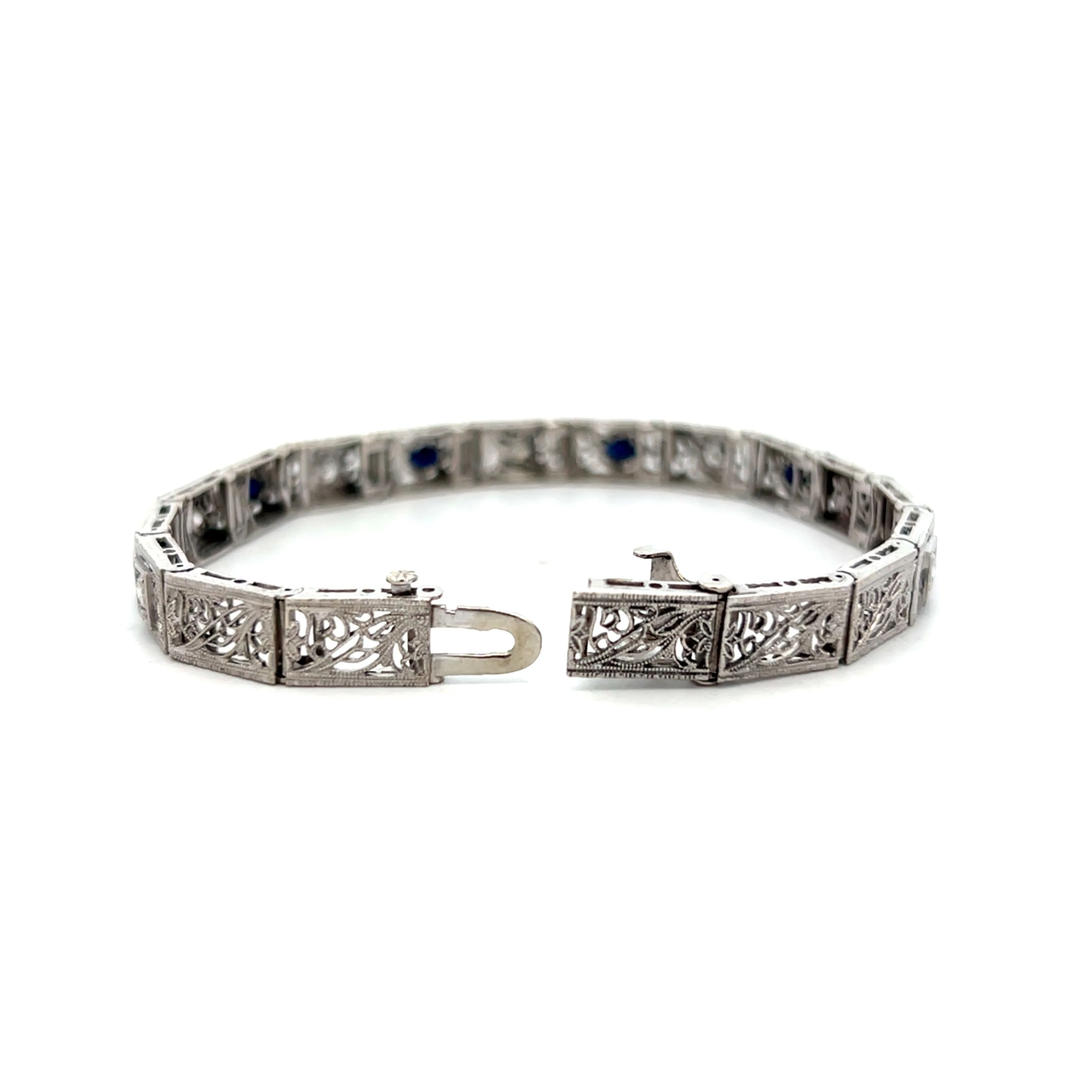 .56 Art Deco Diamond & Sapphire Bracelet in 14k - Image 4