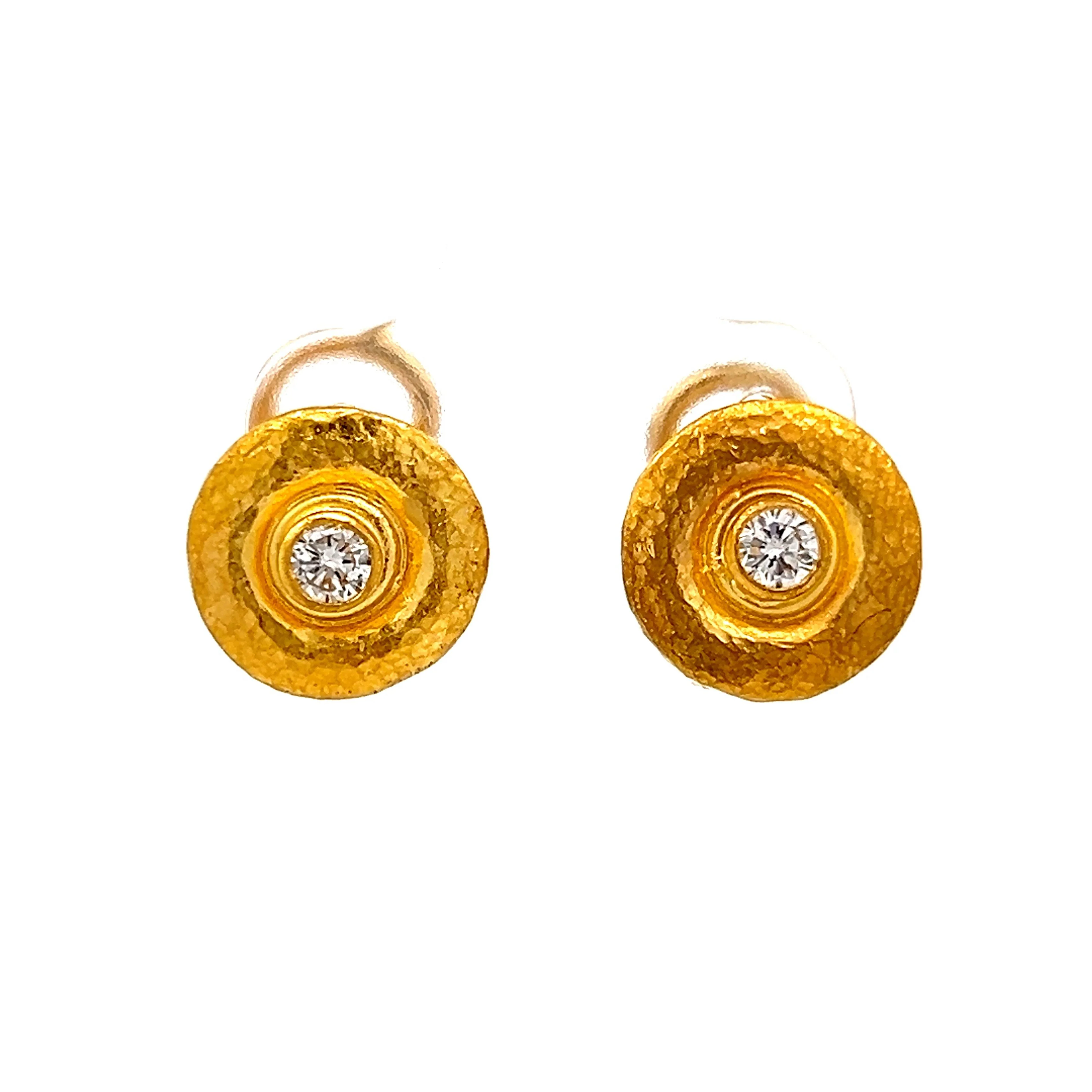 .28 Gurhan & Co Bezel Diamond Stud Earrings in 24k Yellow Gold