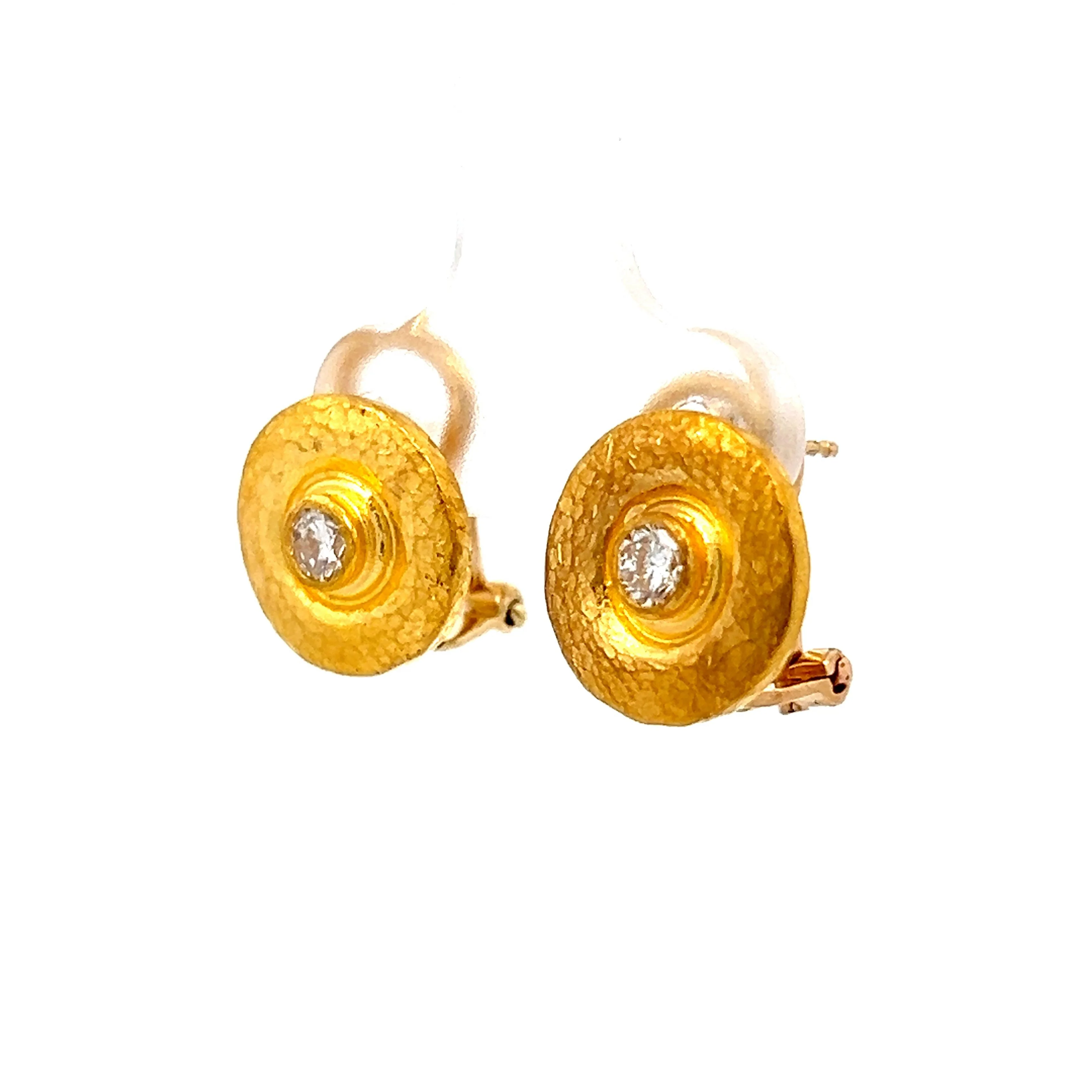 .28 Gurhan & Co Bezel Diamond Stud Earrings in 24k Yellow Gold - Image 2