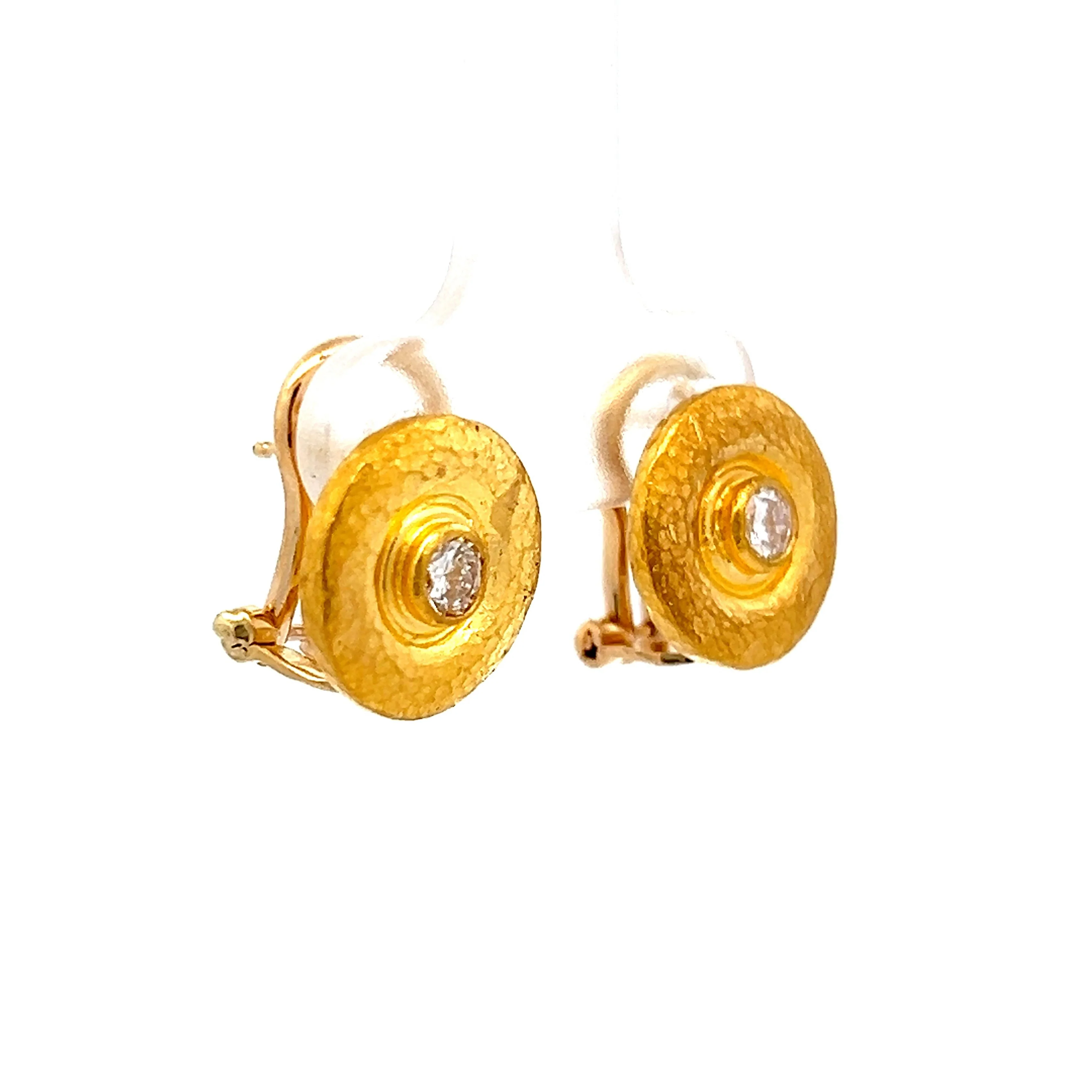 .28 Gurhan & Co Bezel Diamond Stud Earrings in 24k Yellow Gold - Image 3