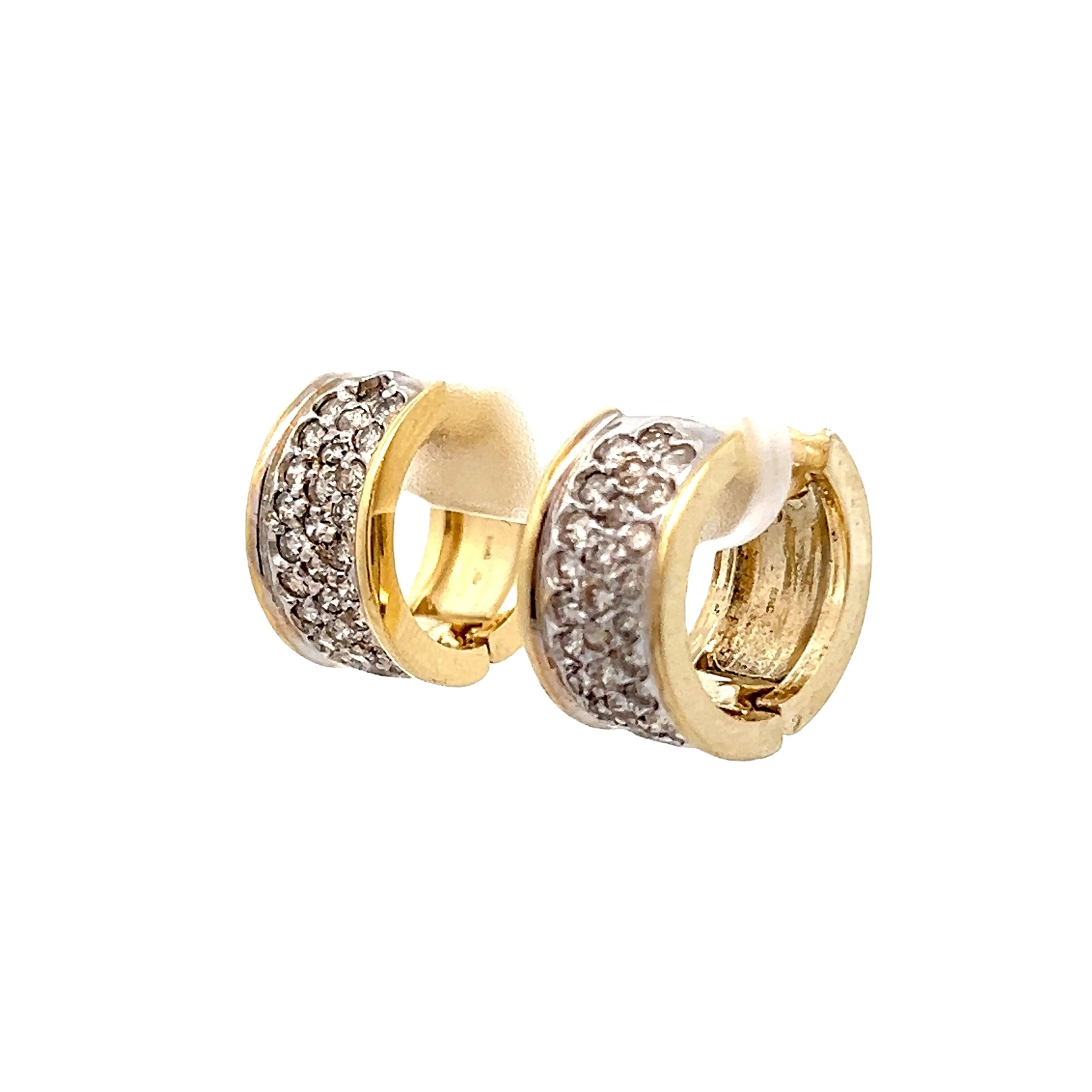 .56 Diamond Wide Huggie Hoop Earrings in 14k - Image 2