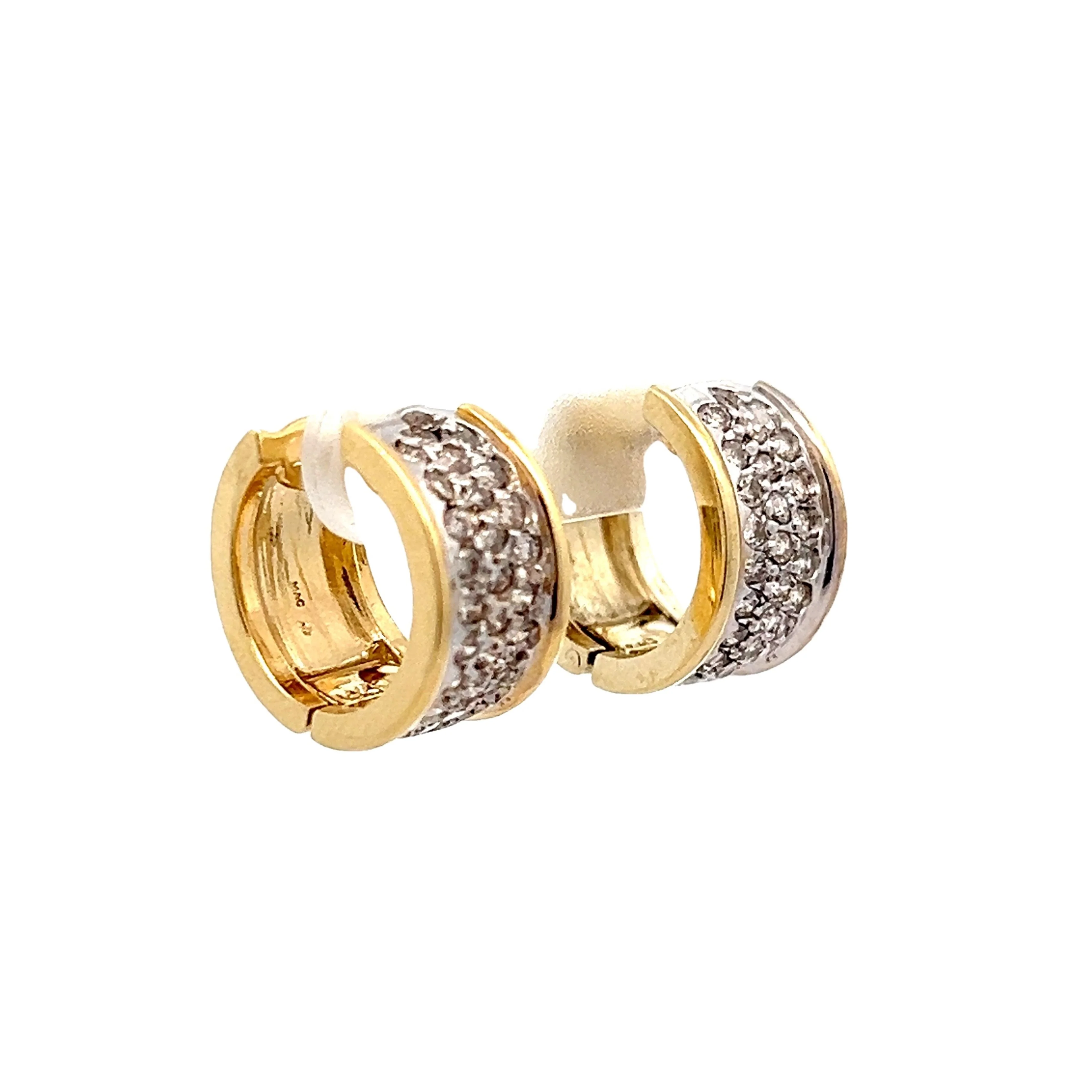 .56 Diamond Wide Huggie Hoop Earrings in 14k - Image 3