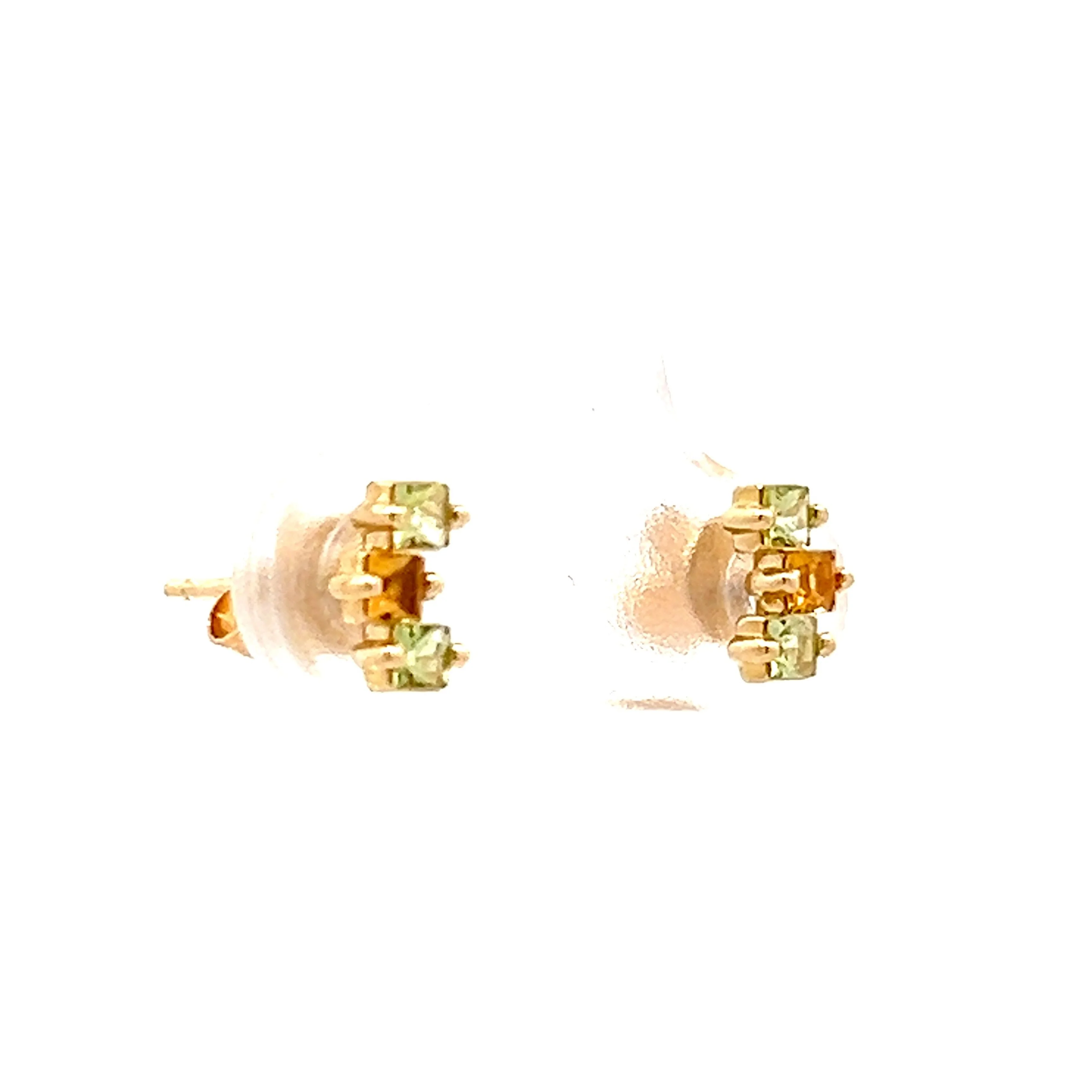 .56 Peridot & Citrine Stud Earrings in 14k Yellow Gold - Image 3
