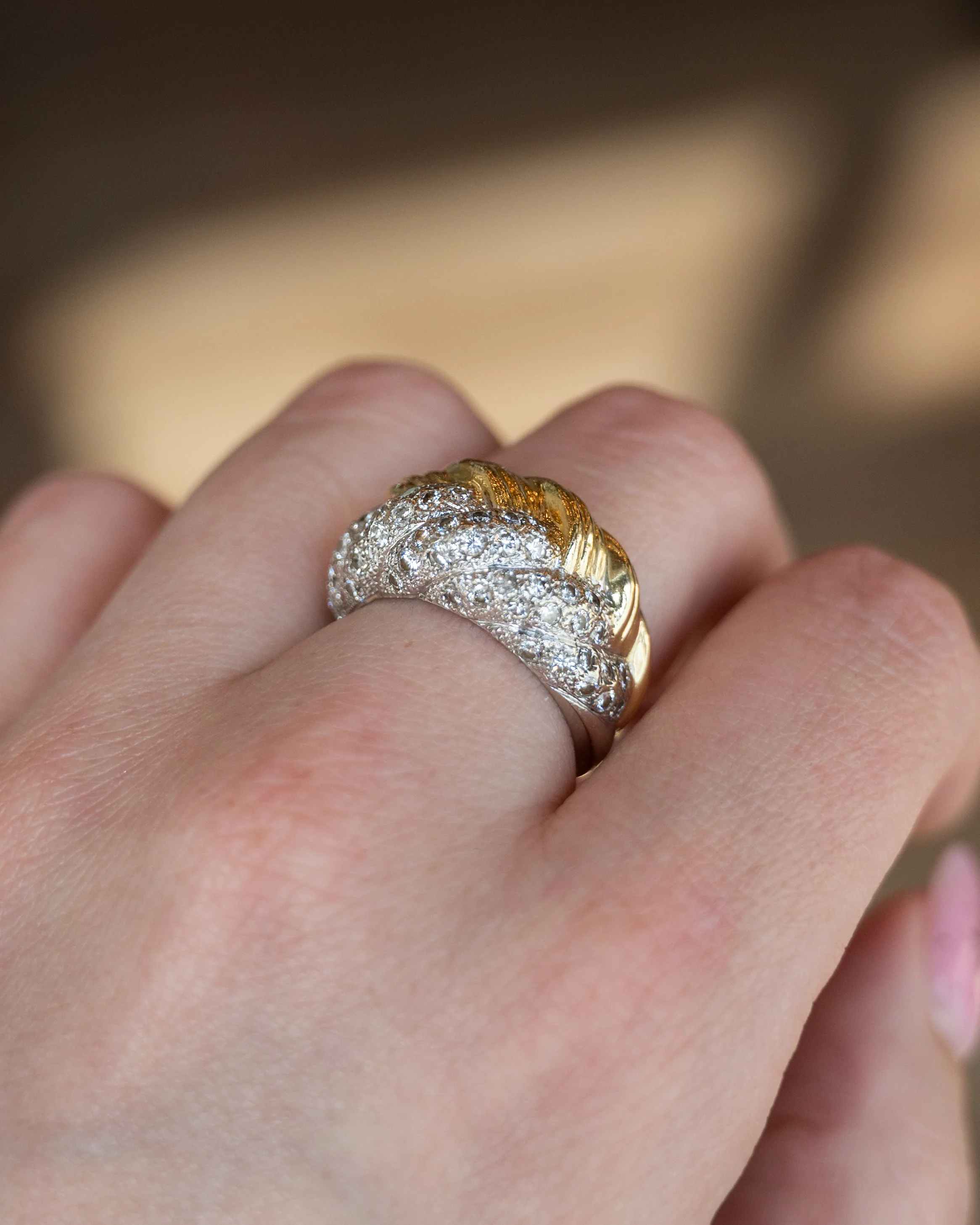 .56 Woven Diamond Cocktail Ring 18k Platinum - Image 8