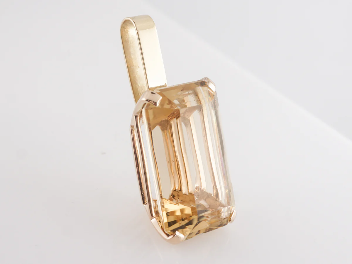 57.00 Emerald Cut Golden Topaz Pendant in 14k Yellow Gold - Image 2