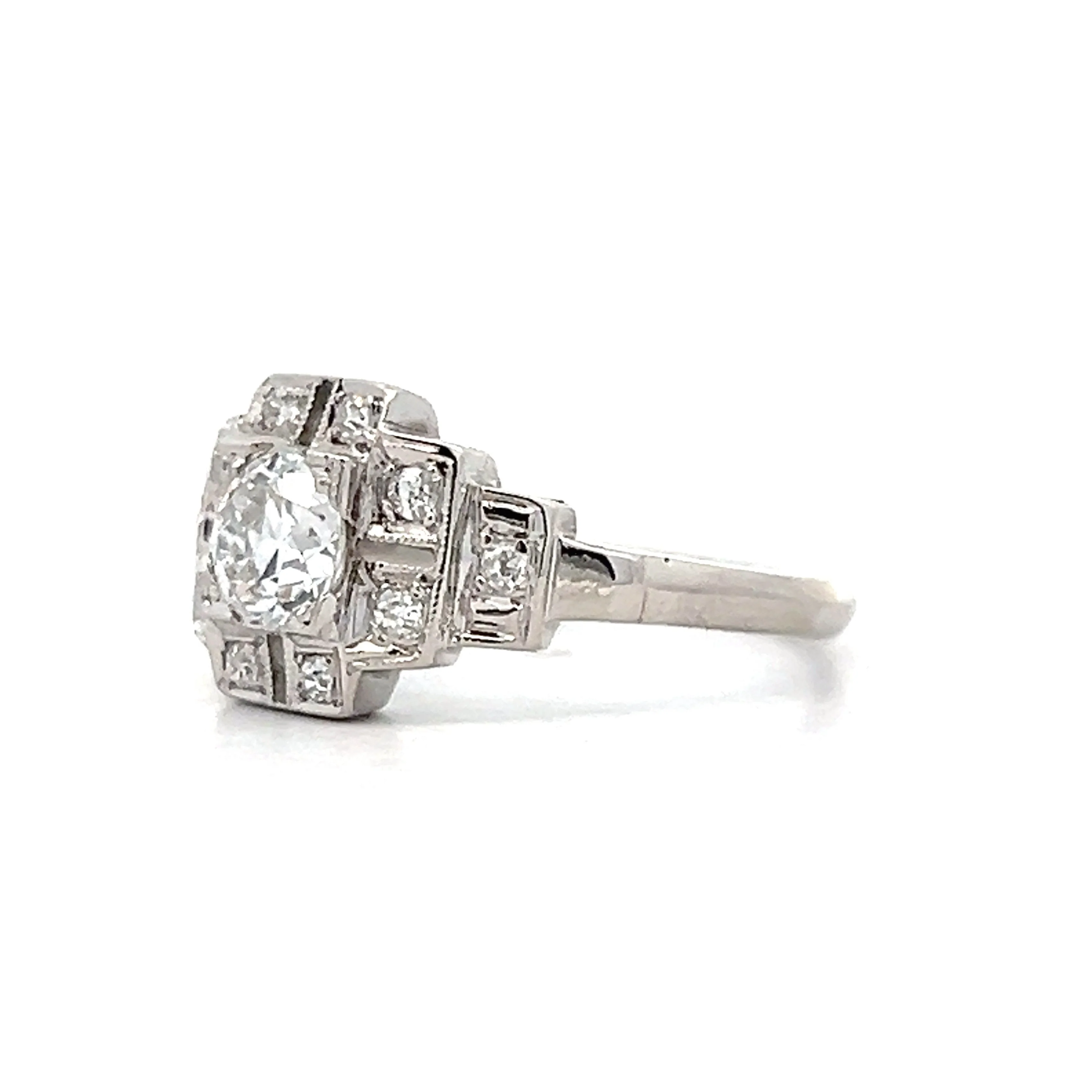 .57 Antique Deco Step Engagement Ring in 14k White Gold - Image 2