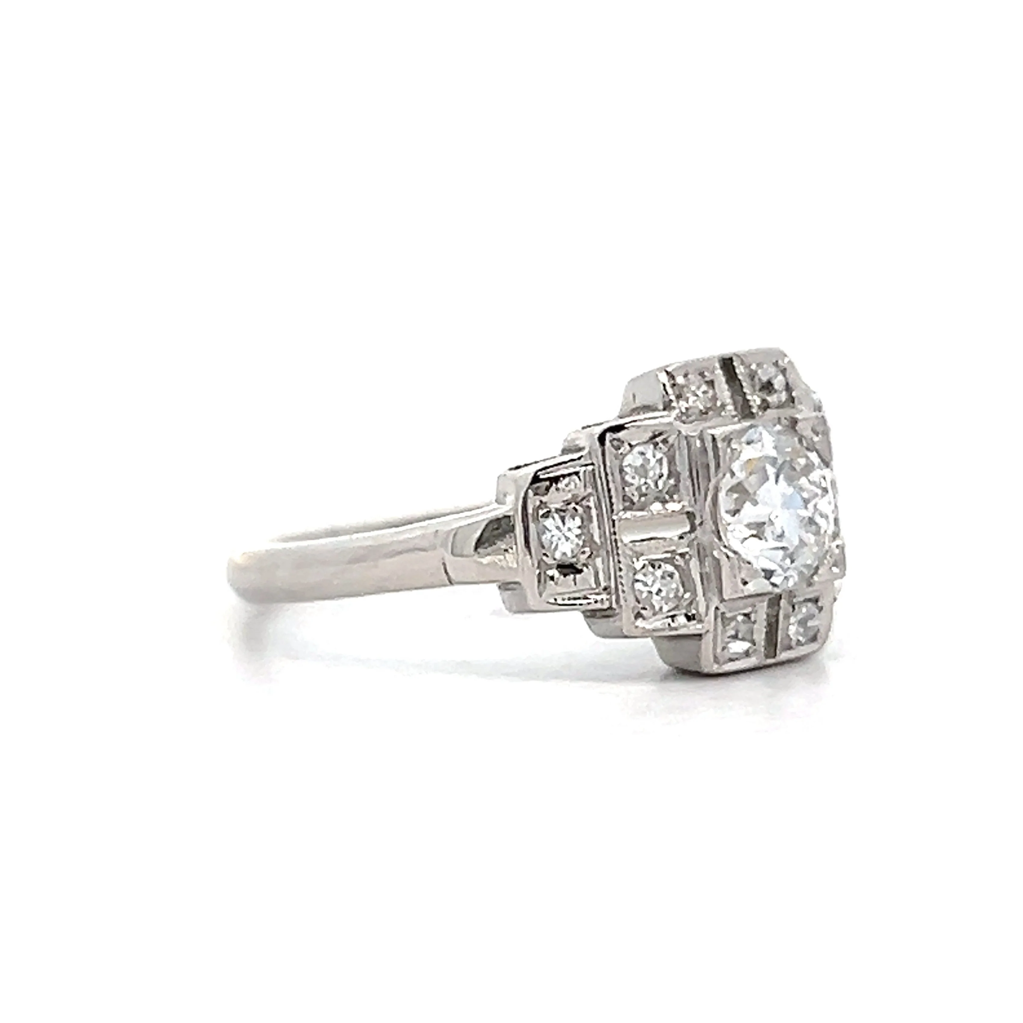 .57 Antique Deco Step Engagement Ring in 14k White Gold - Image 3