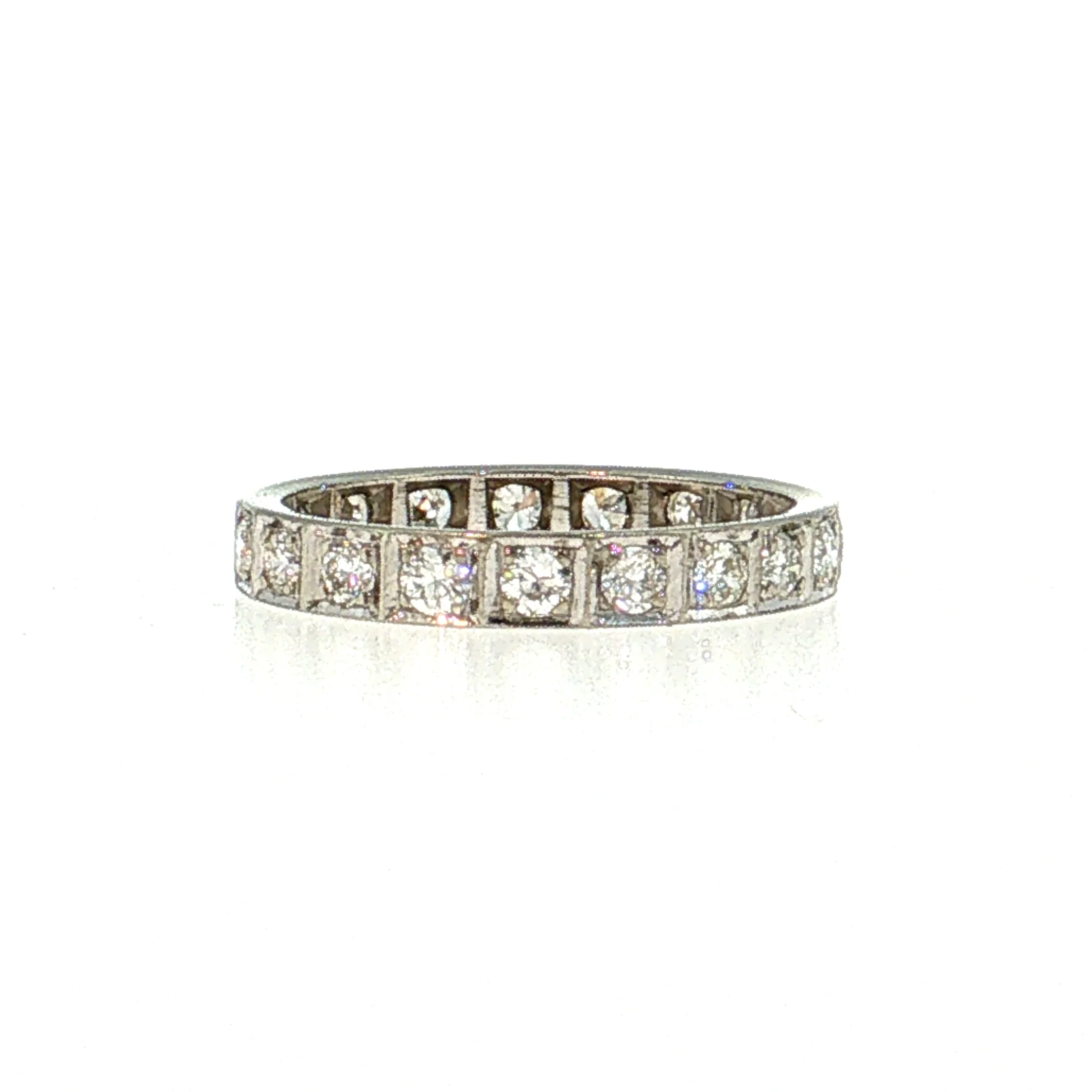 .57 Art Deco Diamond Eternity Band 14k White Gold - Image 3