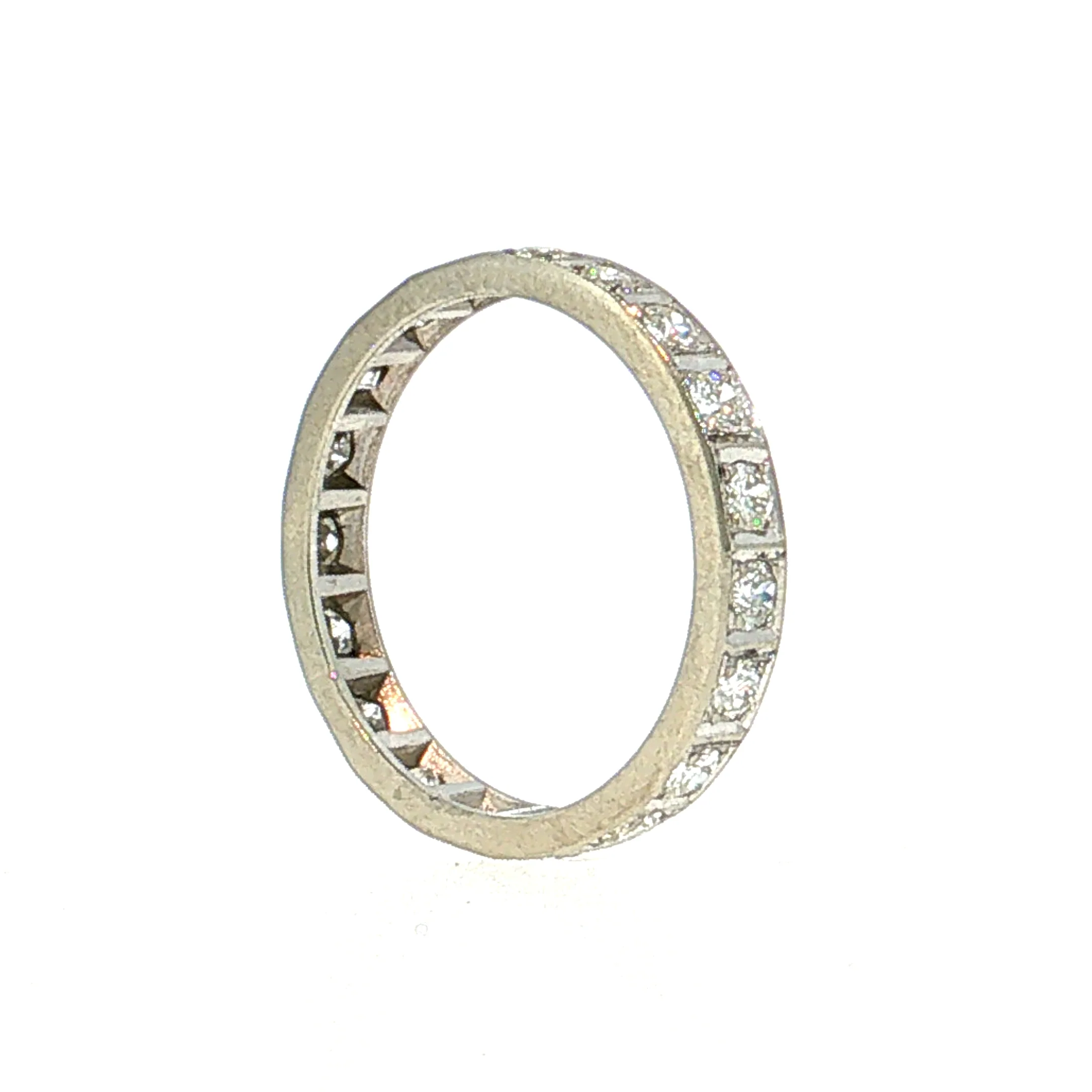 .57 Art Deco Diamond Eternity Band 14k White Gold - Image 5