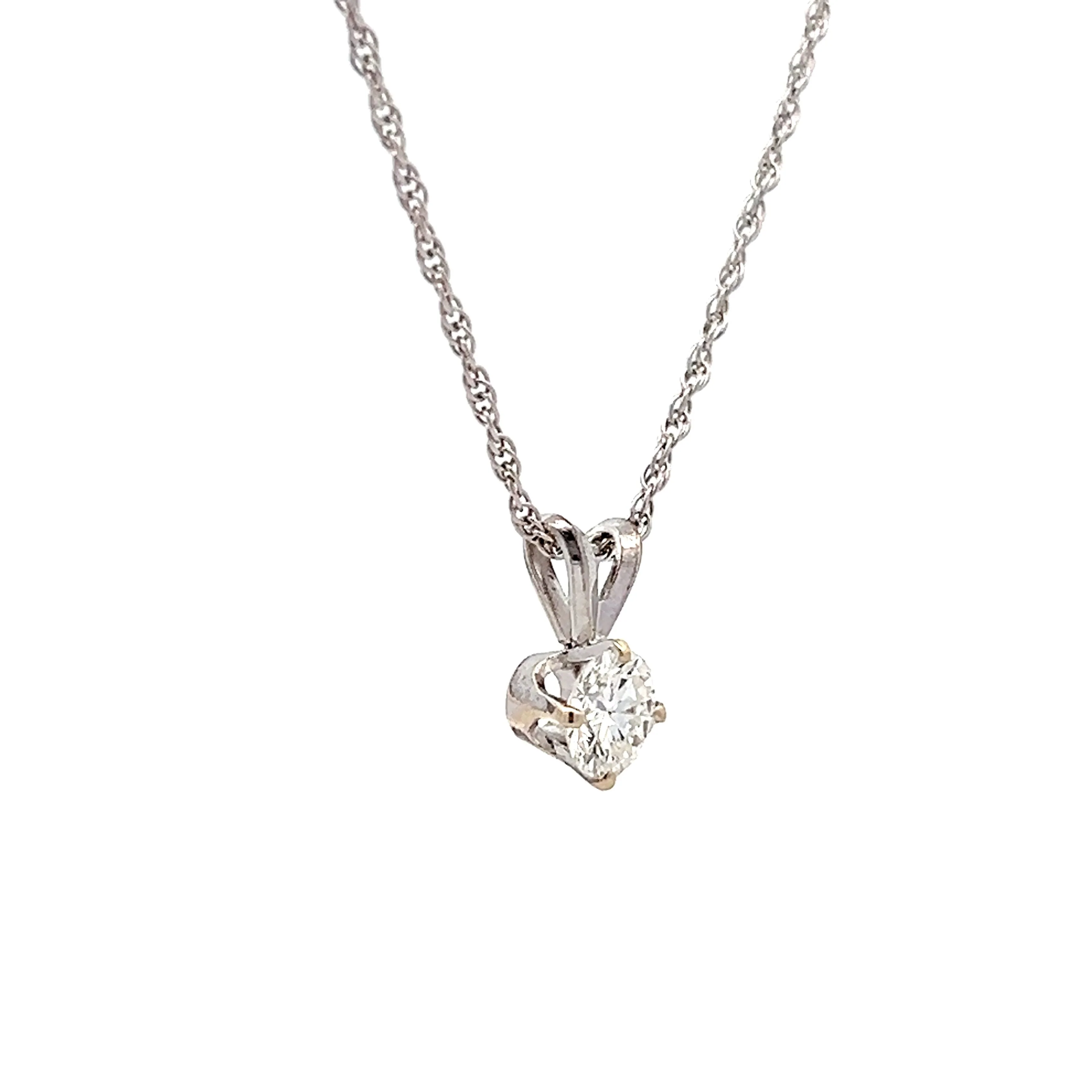 .57 Solitaire Diamond Pendant Necklace in 14k White Gold - Image 3