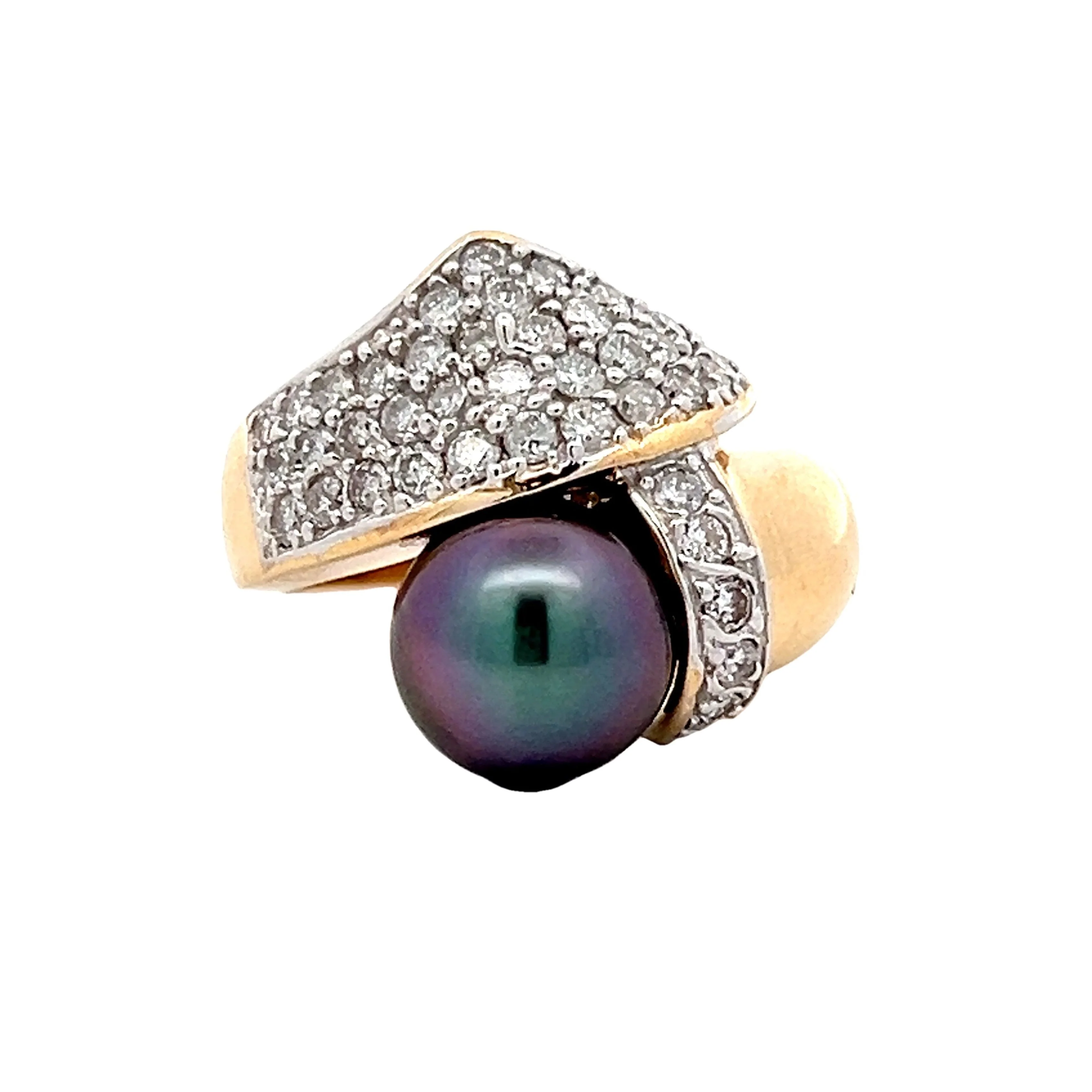 .58 Diamond & Tahitian Pearl Cocktail Ring in 14k