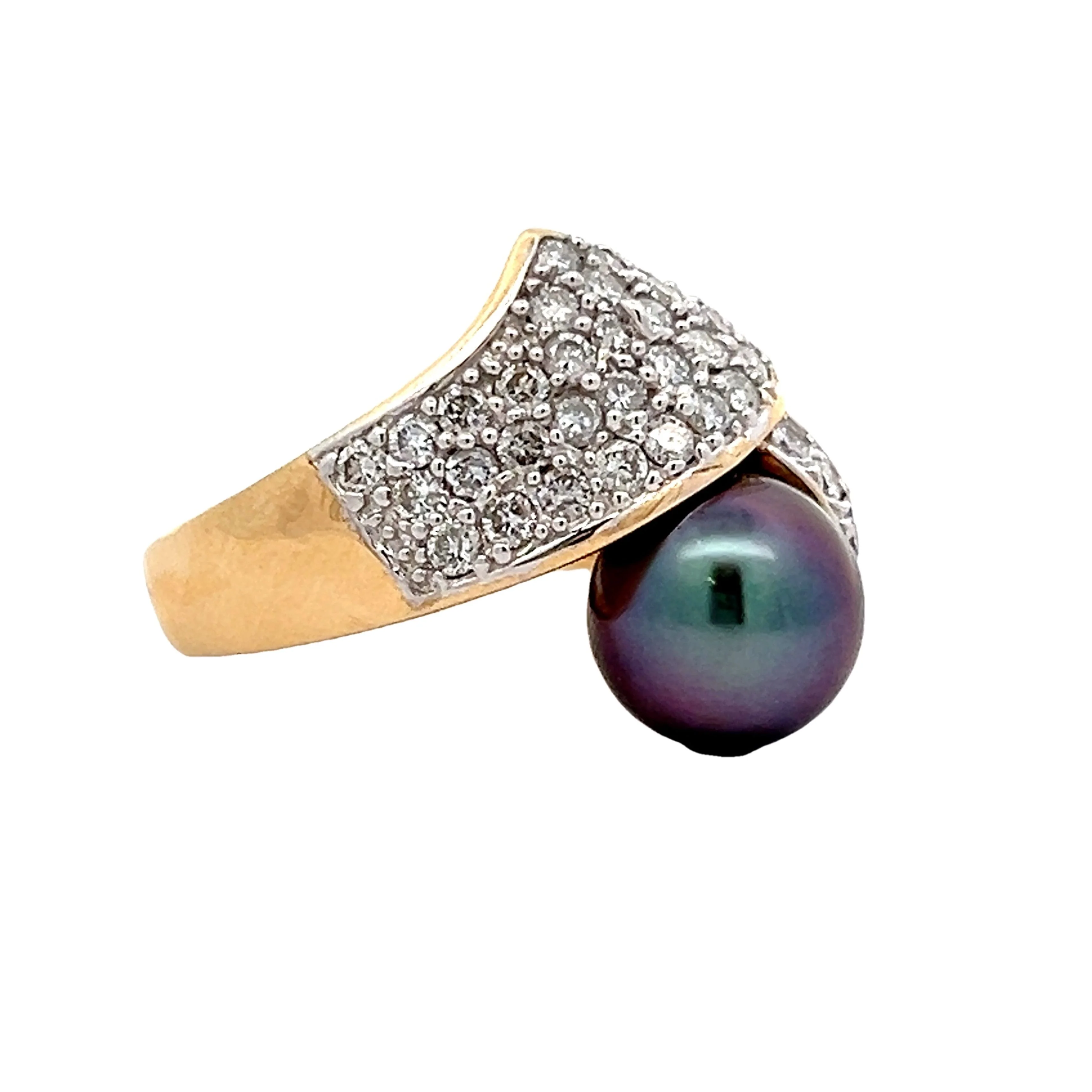 .58 Diamond & Tahitian Pearl Cocktail Ring in 14k - Image 3