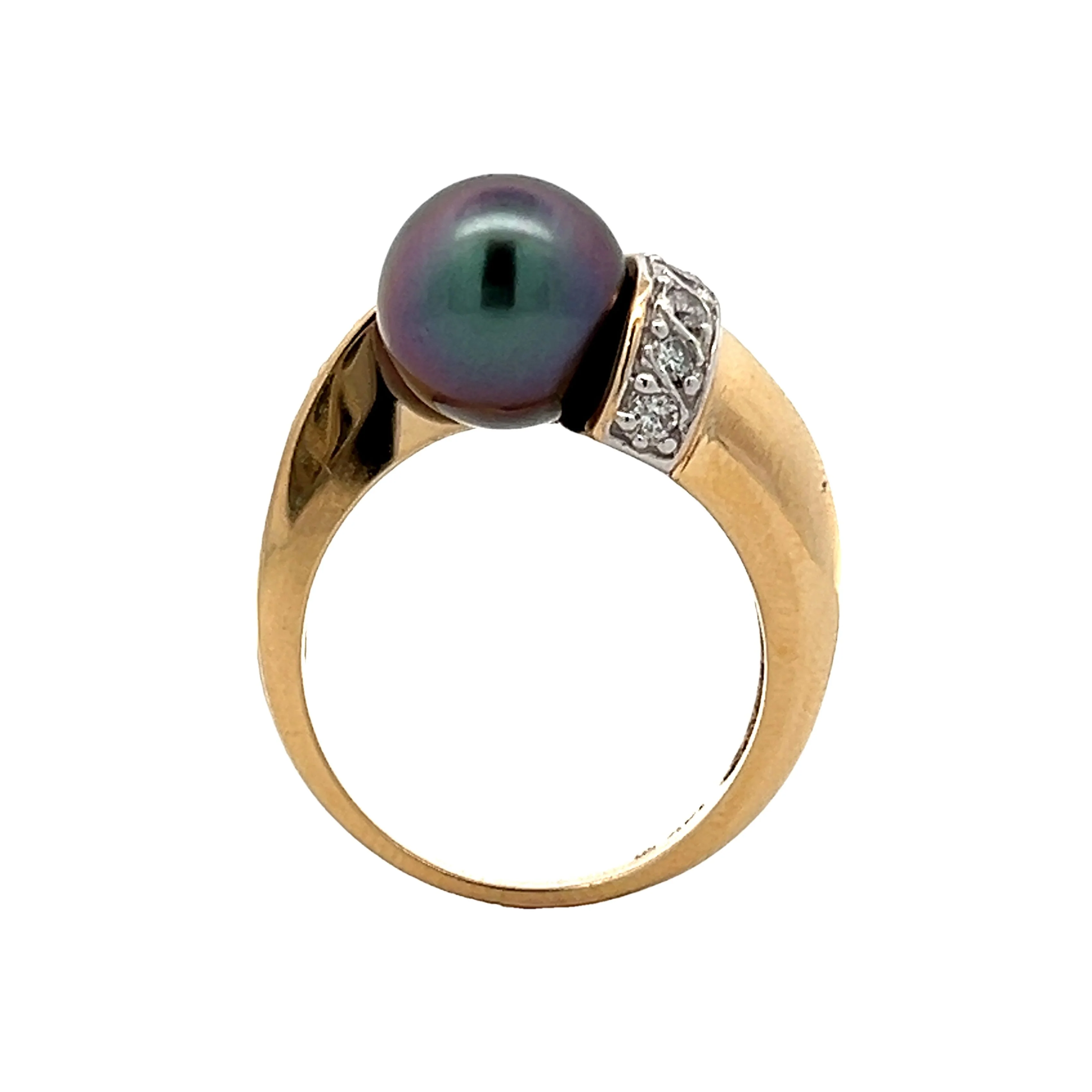 .58 Diamond & Tahitian Pearl Cocktail Ring in 14k - Image 4