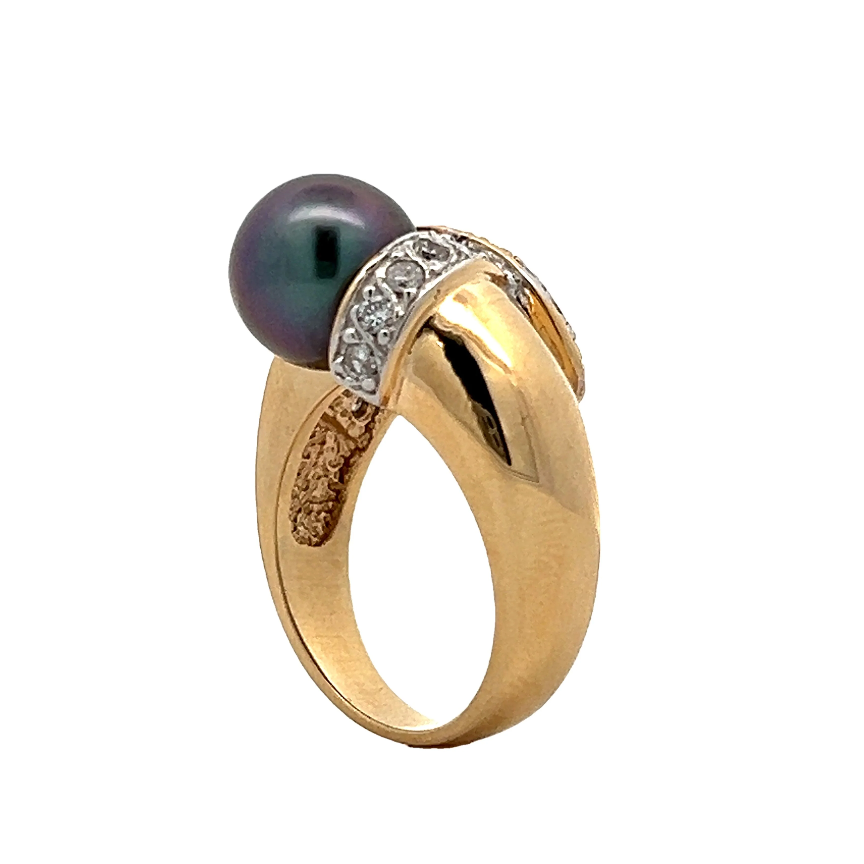 .58 Diamond & Tahitian Pearl Cocktail Ring in 14k - Image 5