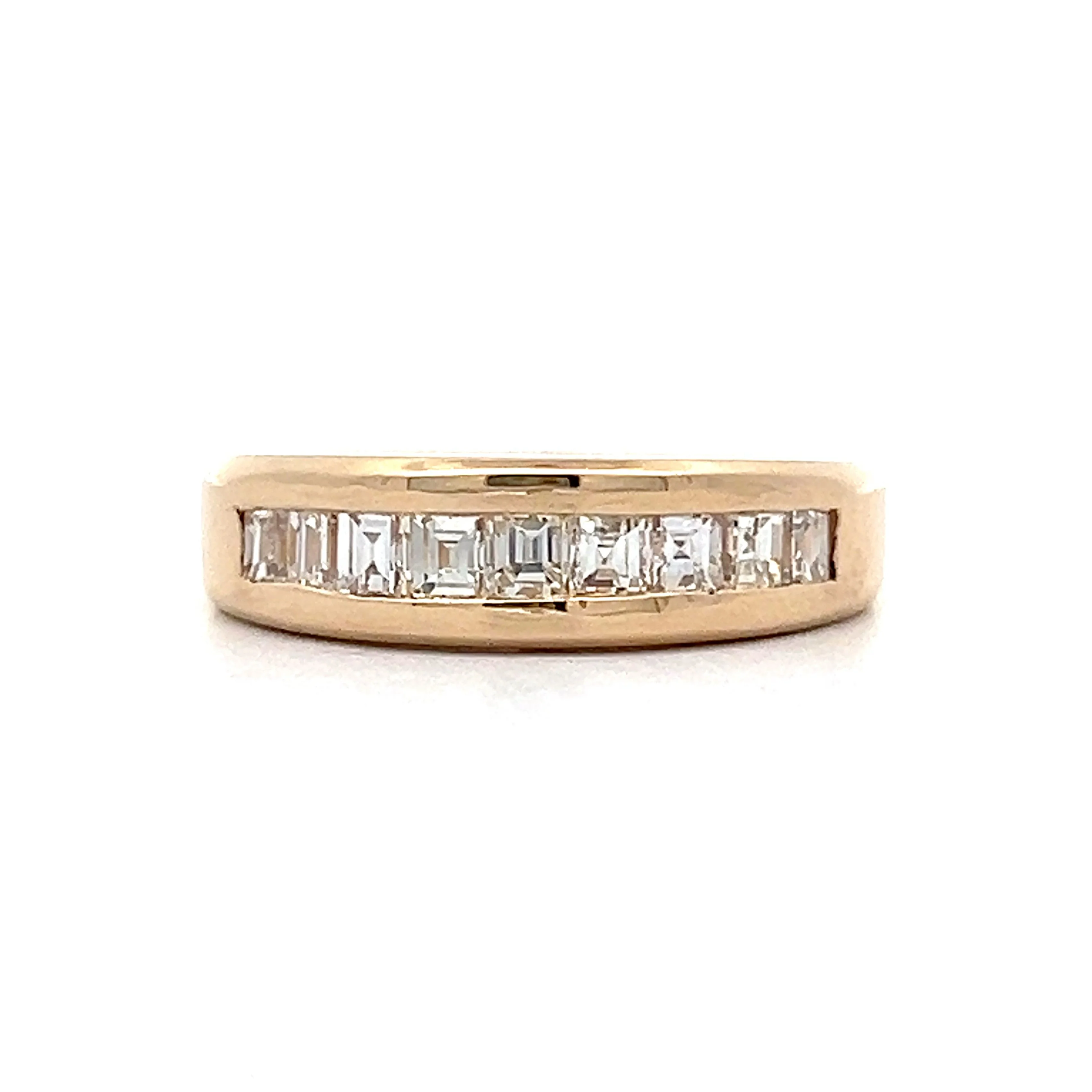 .59 Asscher Cut Diamond Wedding Band in Yellow Gold
