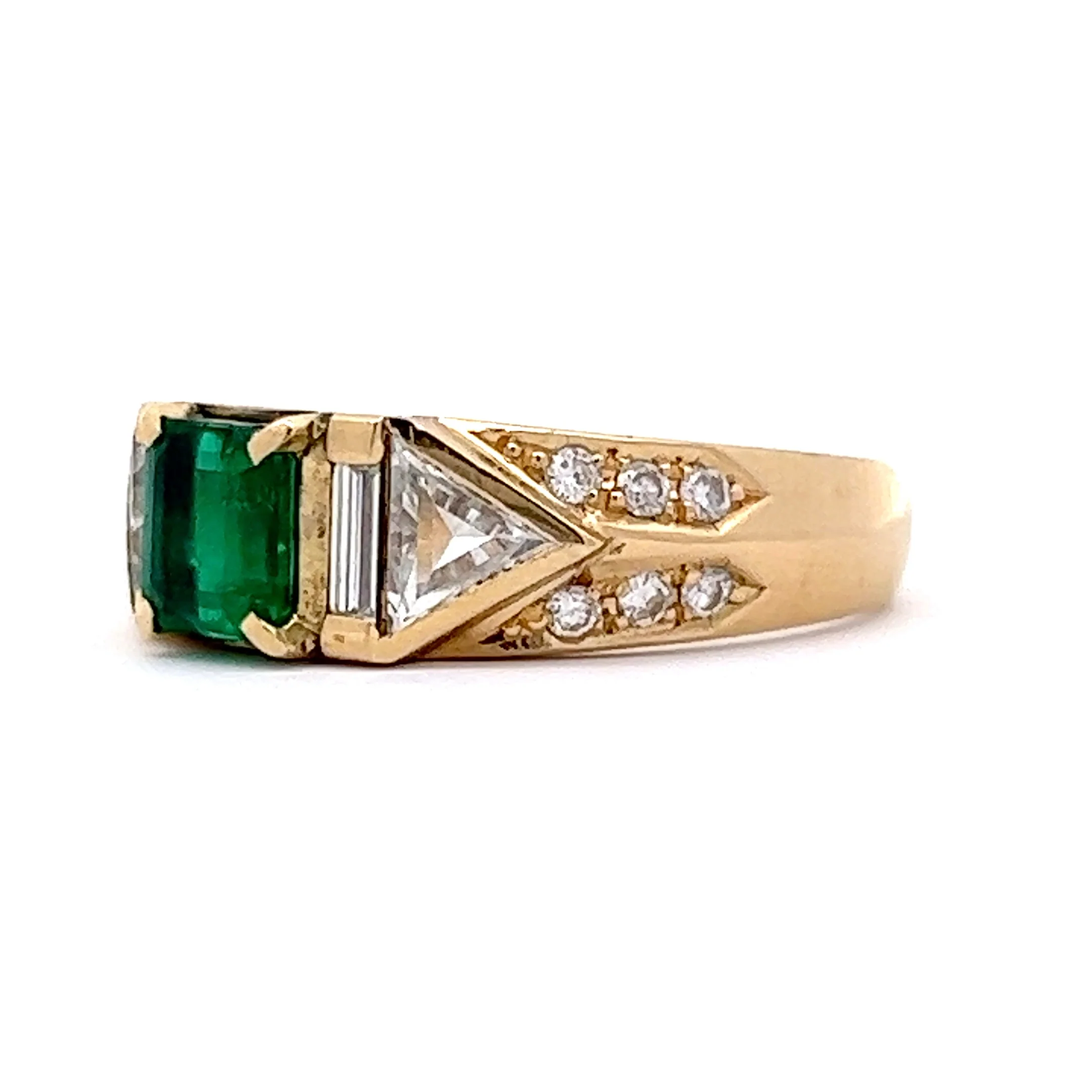 .59 Emerald Cut Emerald & Diamond Right Hand Ring in 18k Yellow Gold - Image 2