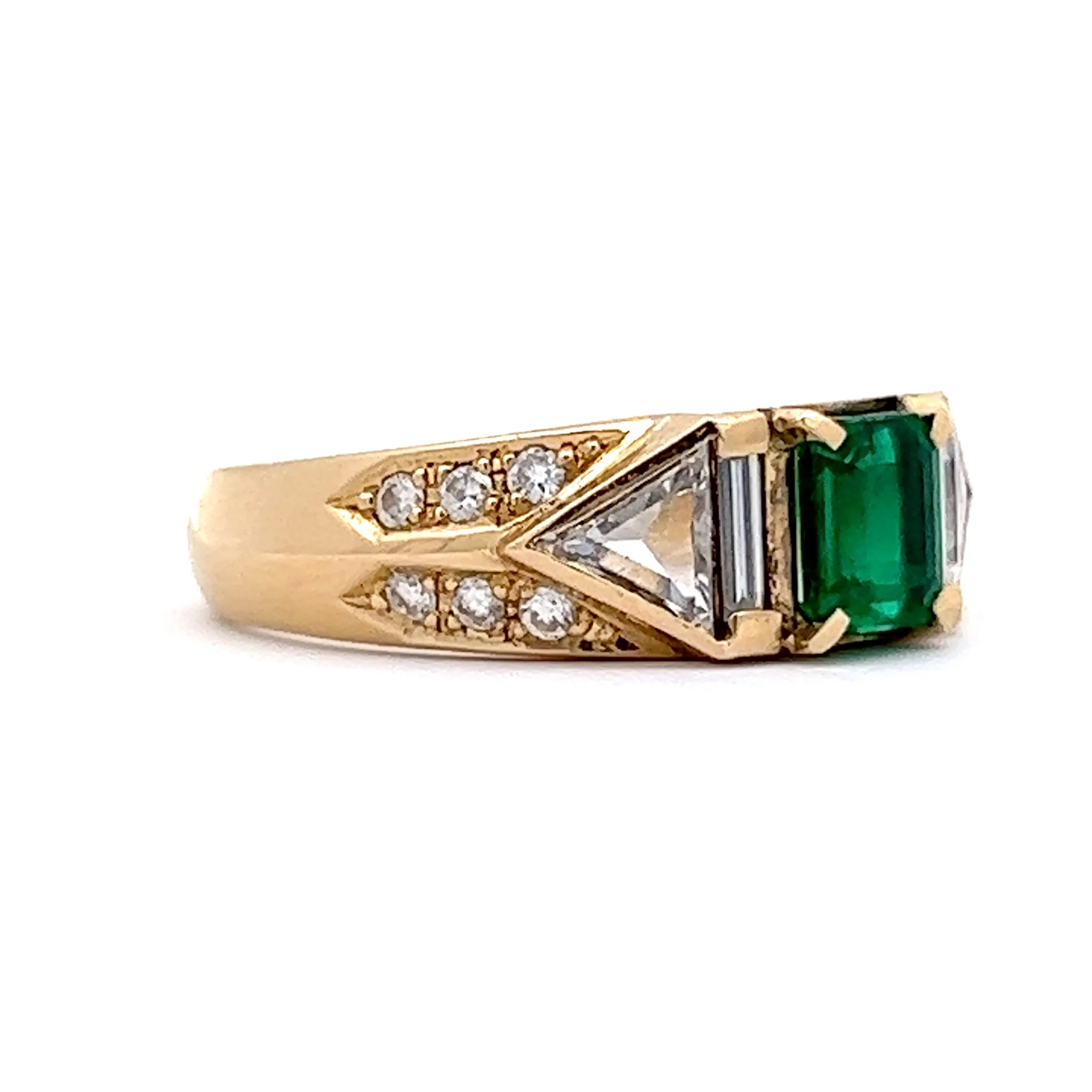 .59 Emerald Cut Emerald & Diamond Right Hand Ring in 18k Yellow Gold - Image 3