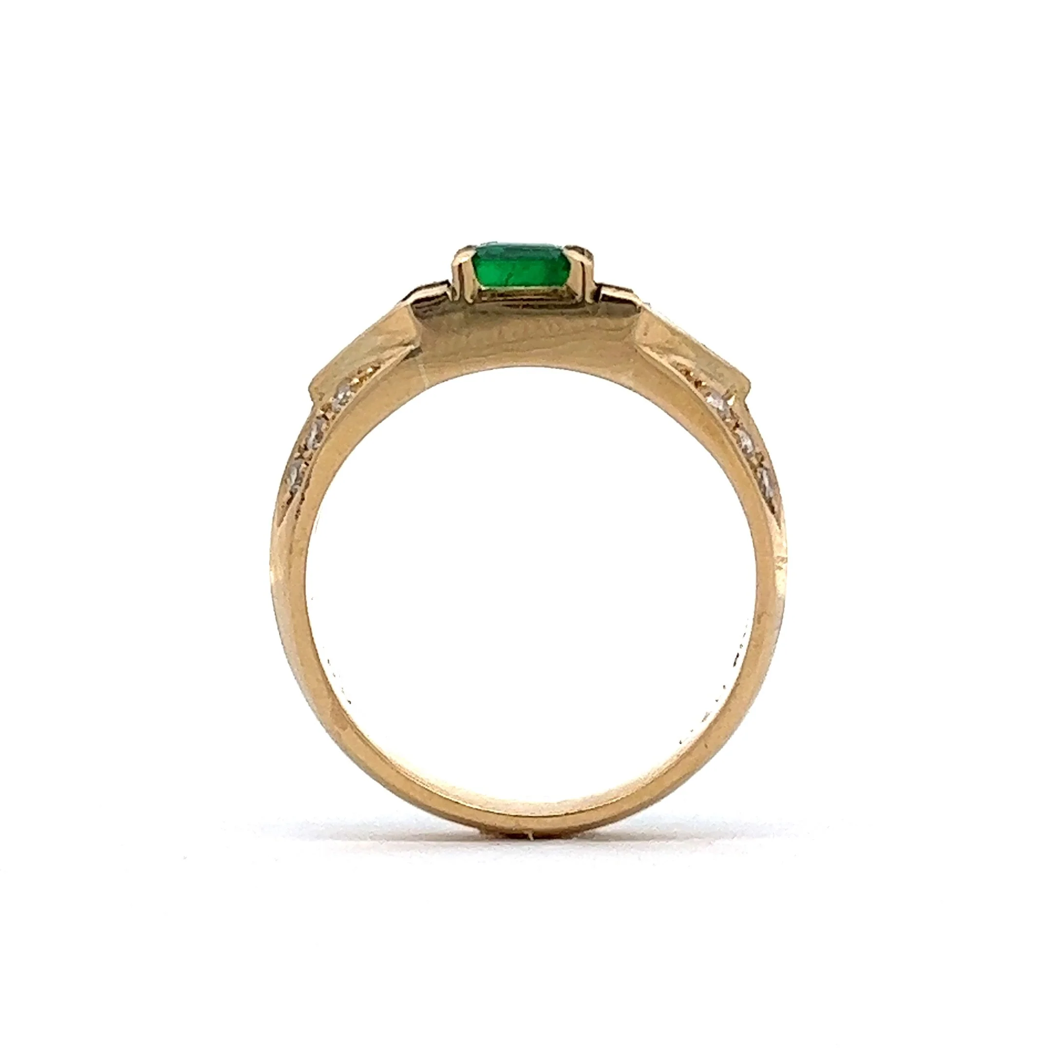 .59 Emerald Cut Emerald & Diamond Right Hand Ring in 18k Yellow Gold - Image 4