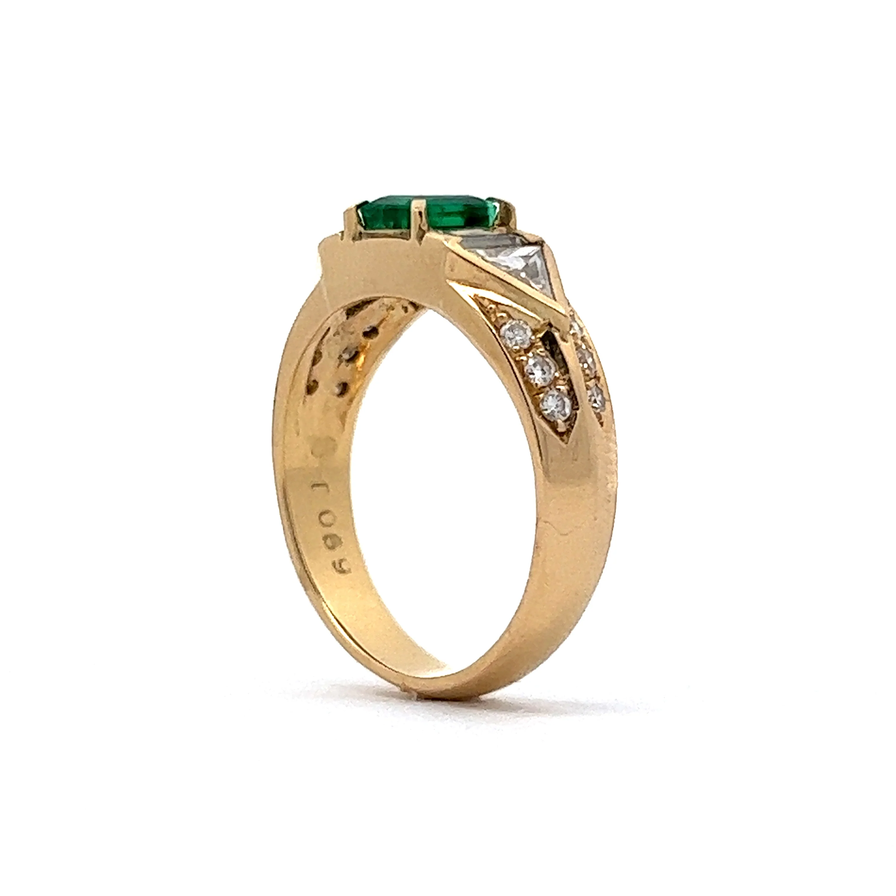 .59 Emerald Cut Emerald & Diamond Right Hand Ring in 18k Yellow Gold - Image 5