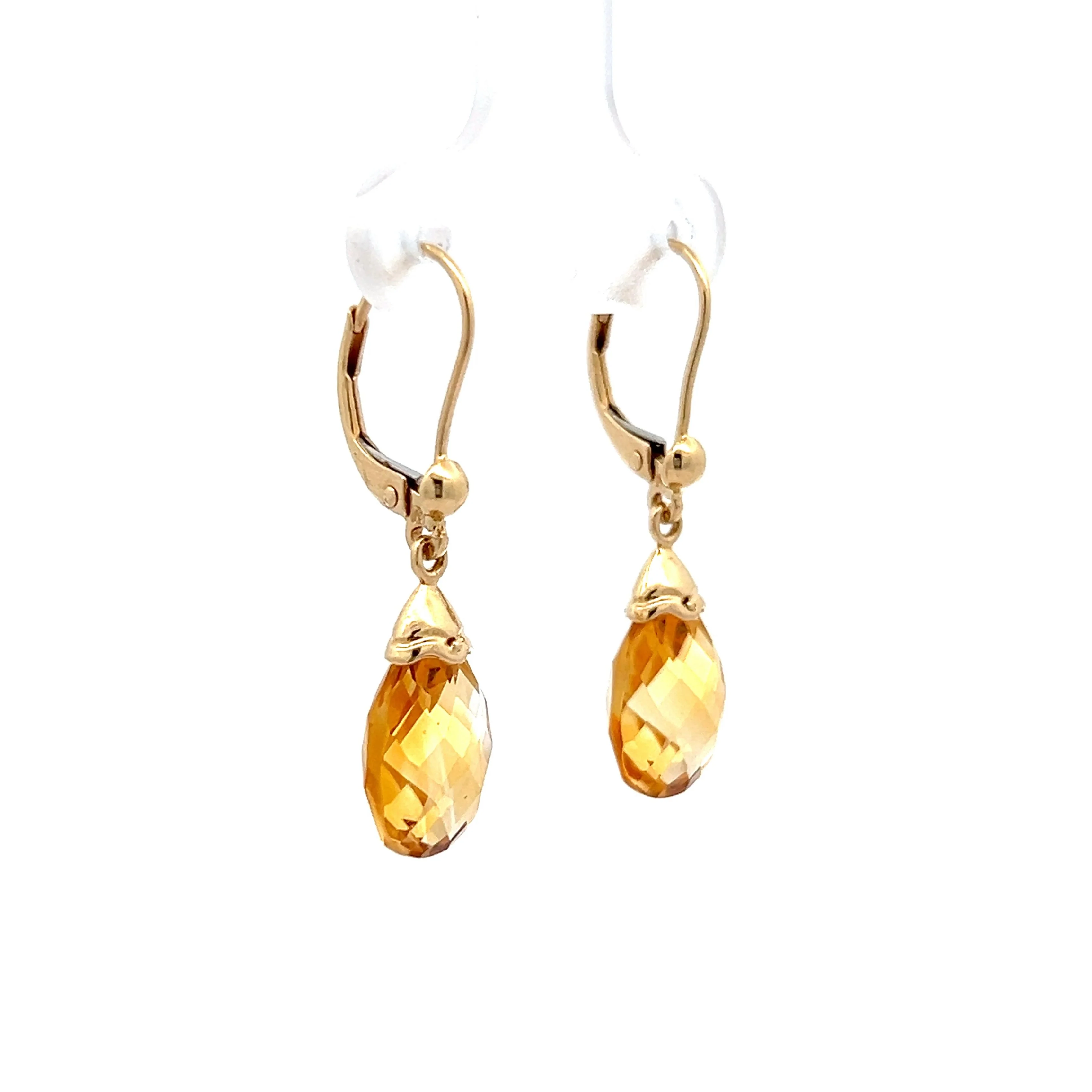 6.00 Citrine Drop Earrings in 14k - Image 3