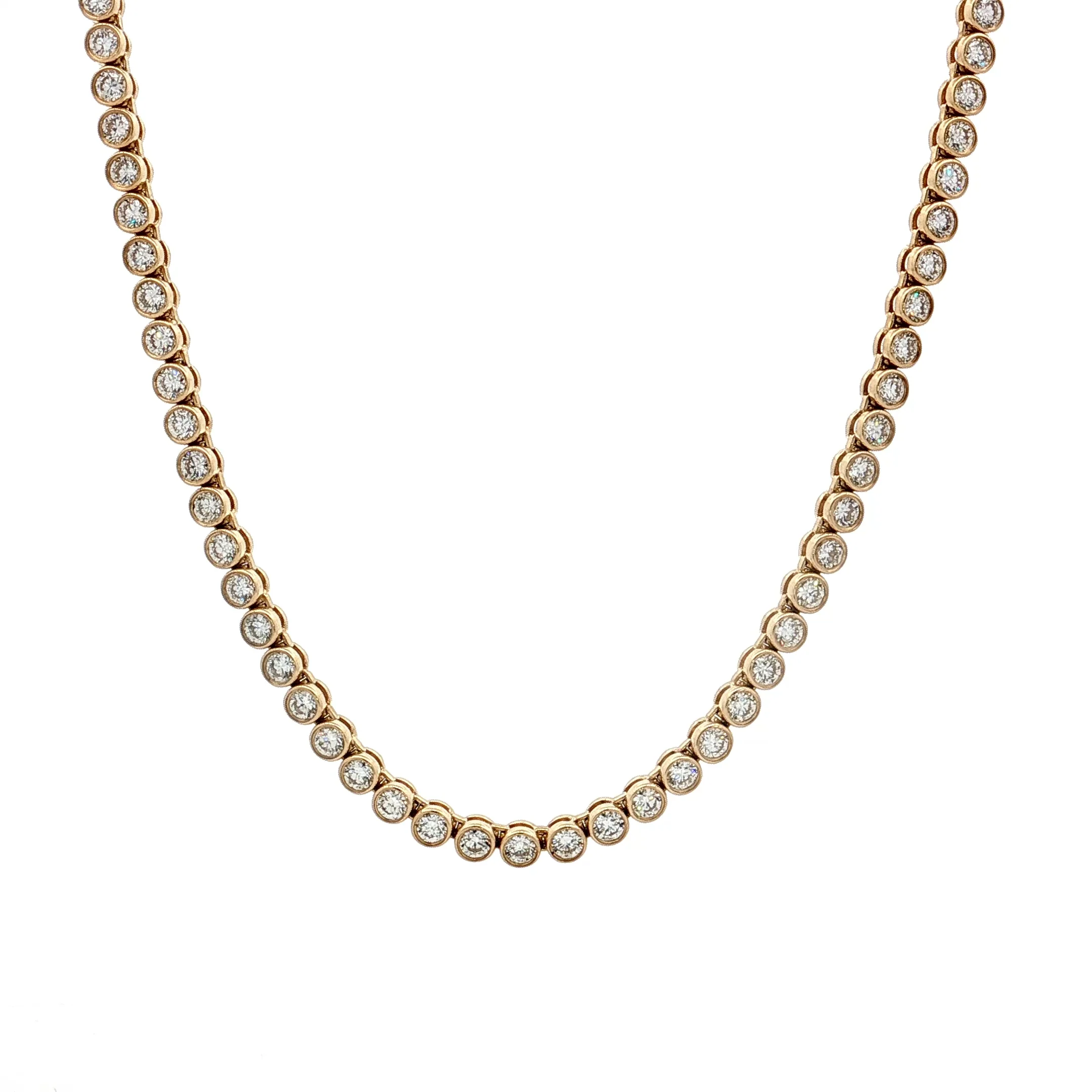 6.01 Diamond Bezel Tennis Necklace 14k Yellow Gold
