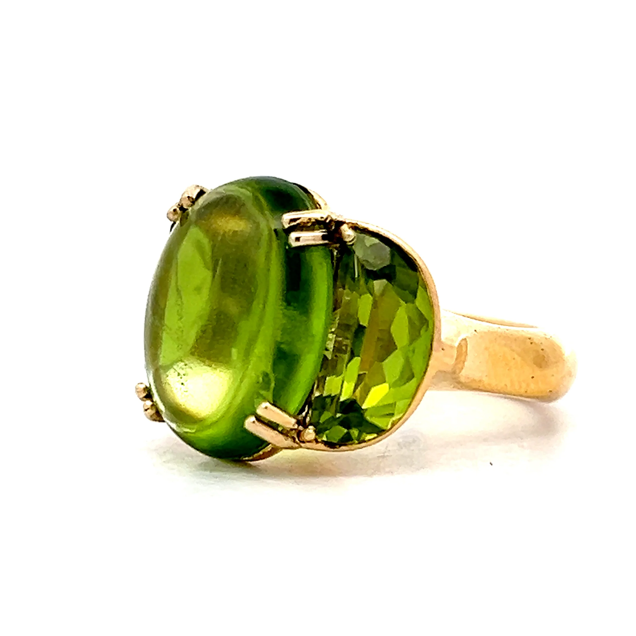 6.16 Oval Cabochon Peridot Cocktail Ring in 21k - Image 2