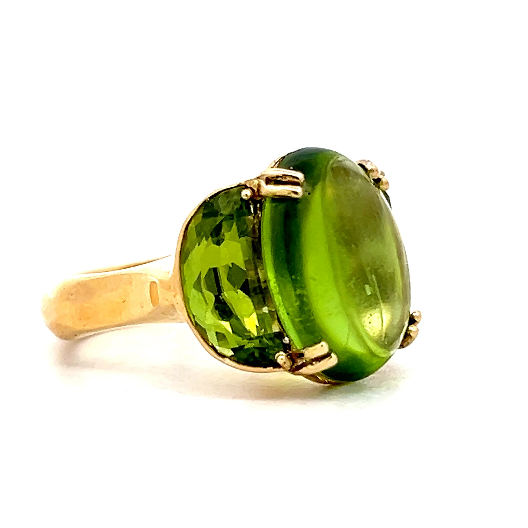 6.16 Oval Cabochon Peridot Cocktail Ring in 21k - Image 3