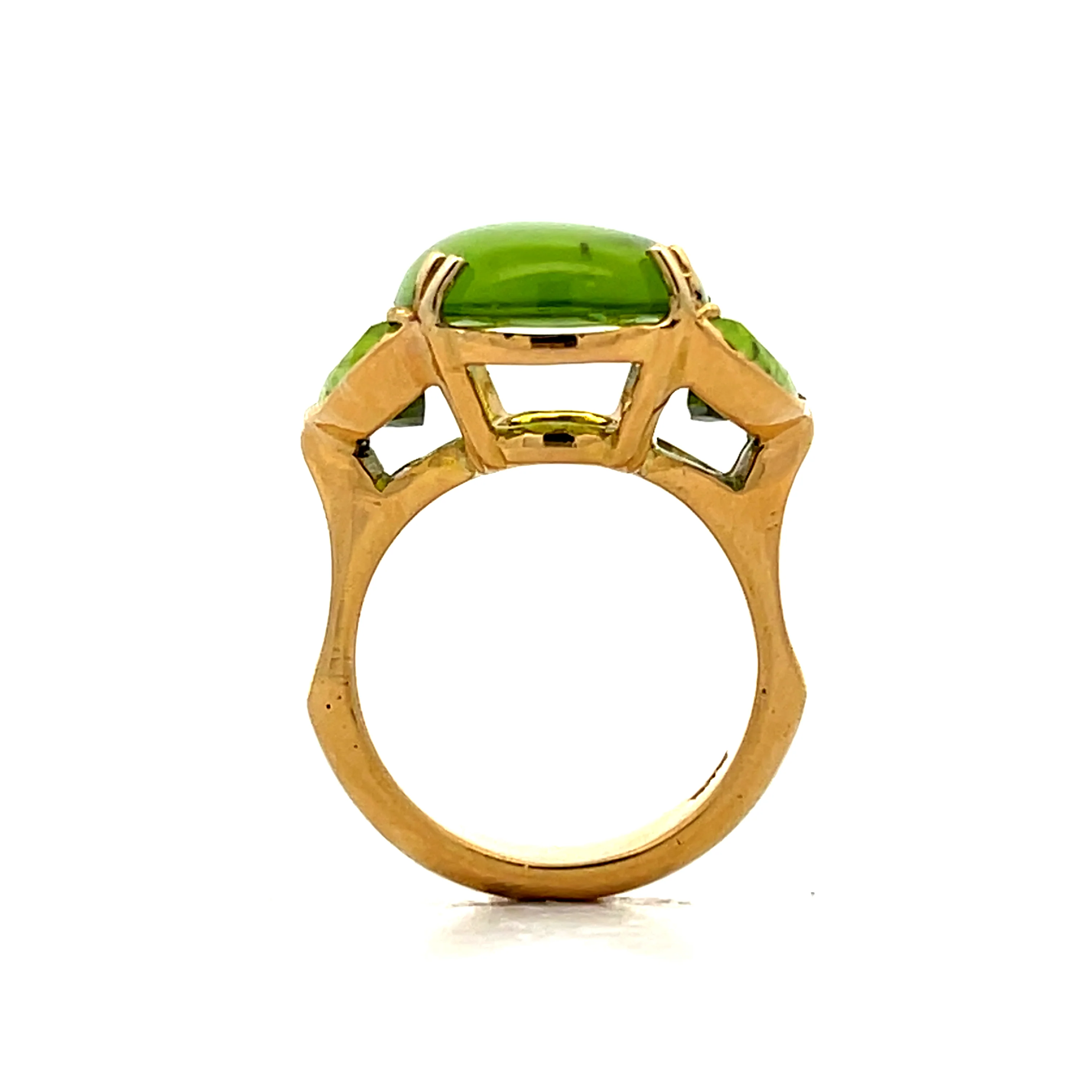6.16 Oval Cabochon Peridot Cocktail Ring in 21k - Image 4