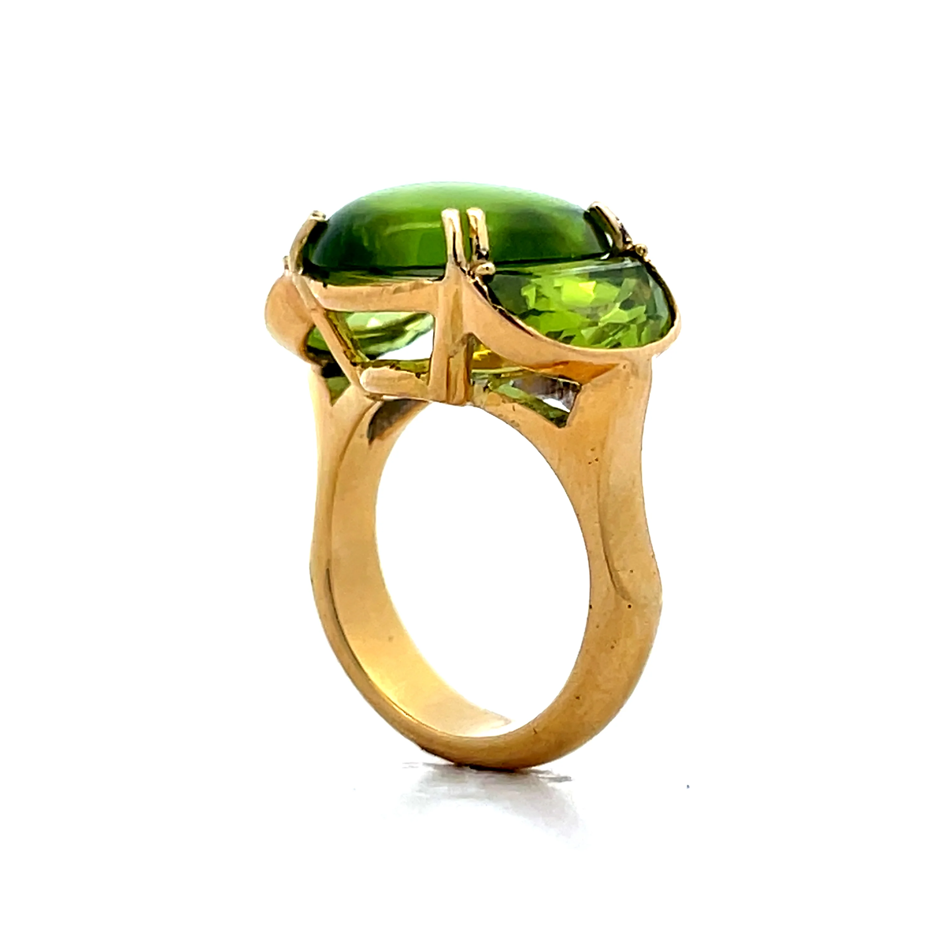 6.16 Oval Cabochon Peridot Cocktail Ring in 21k - Image 5