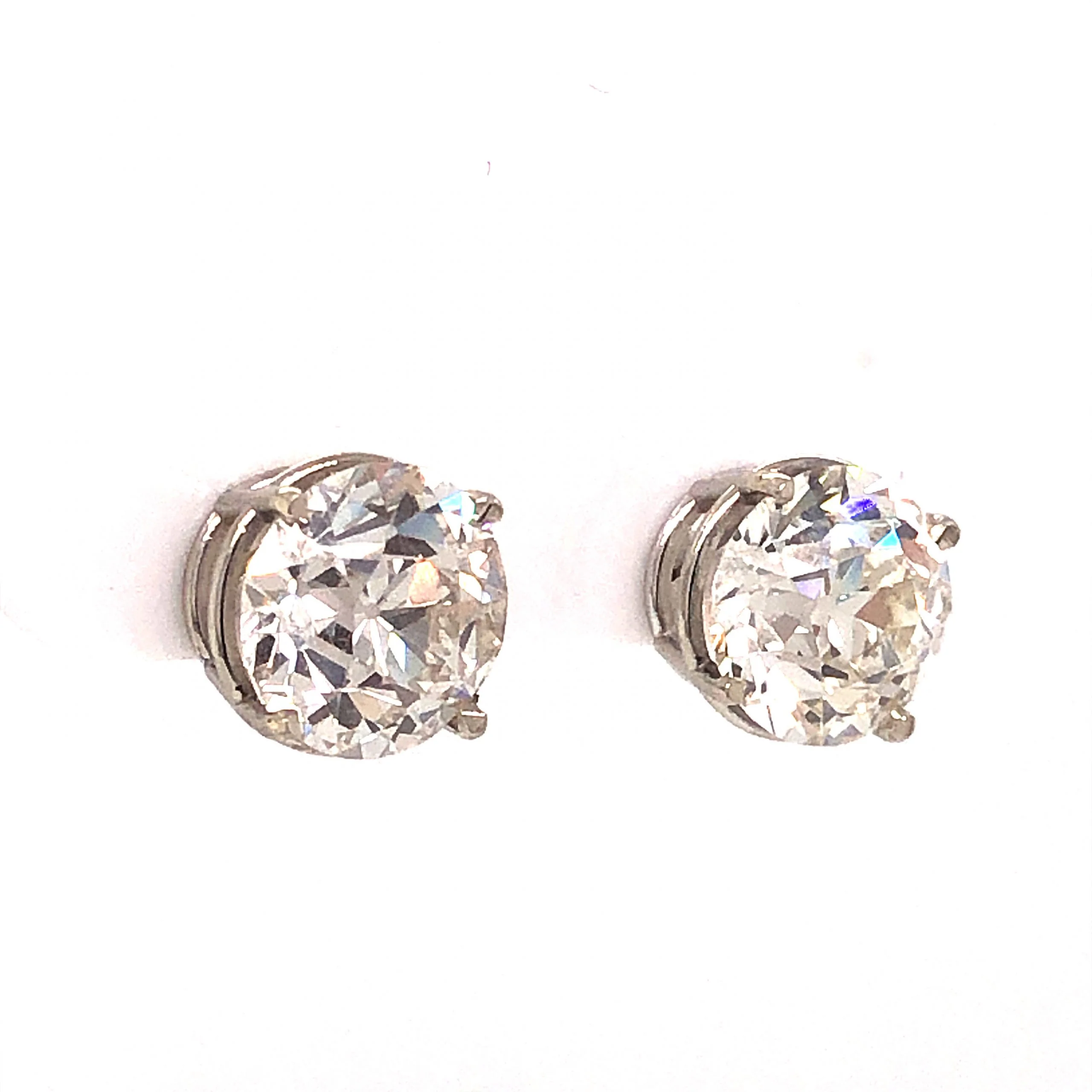 6.20 Old European Cut Diamond Stud Earrings in 18k White Gold - Image 3