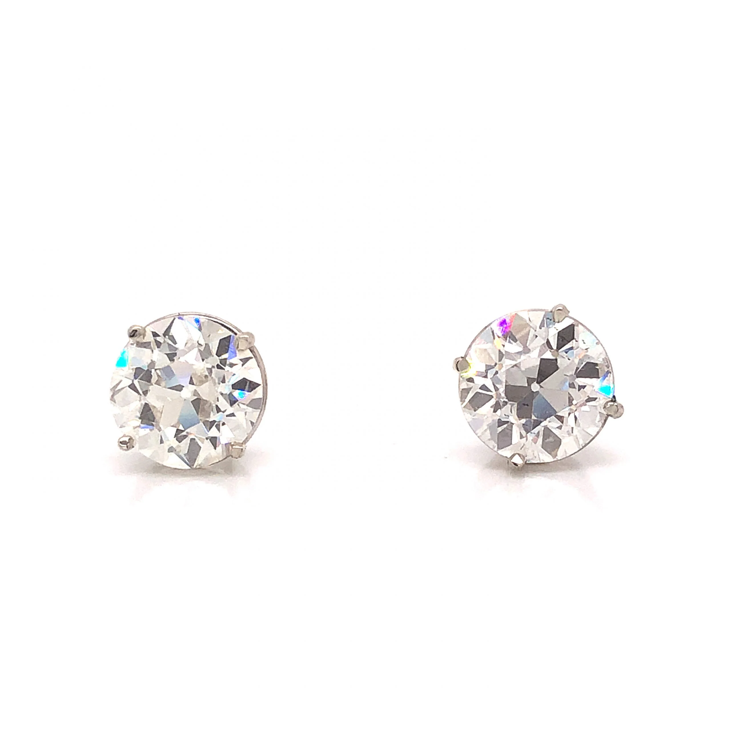 6.20 Old European Cut Diamond Stud Earrings in 18k White Gold - Image 4