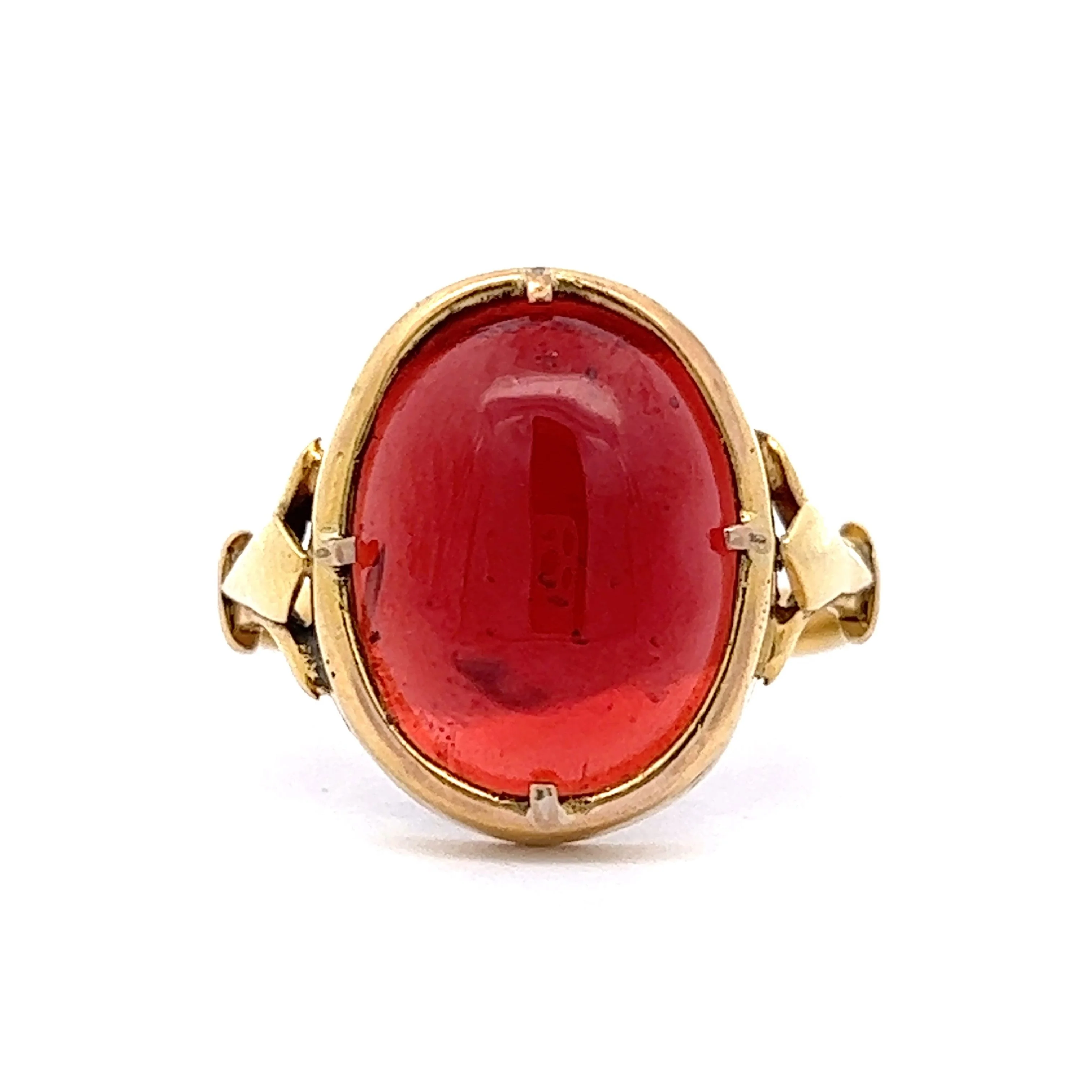6.49 Cabochon Garnet Cocktail Ring in 18k Yellow Gold