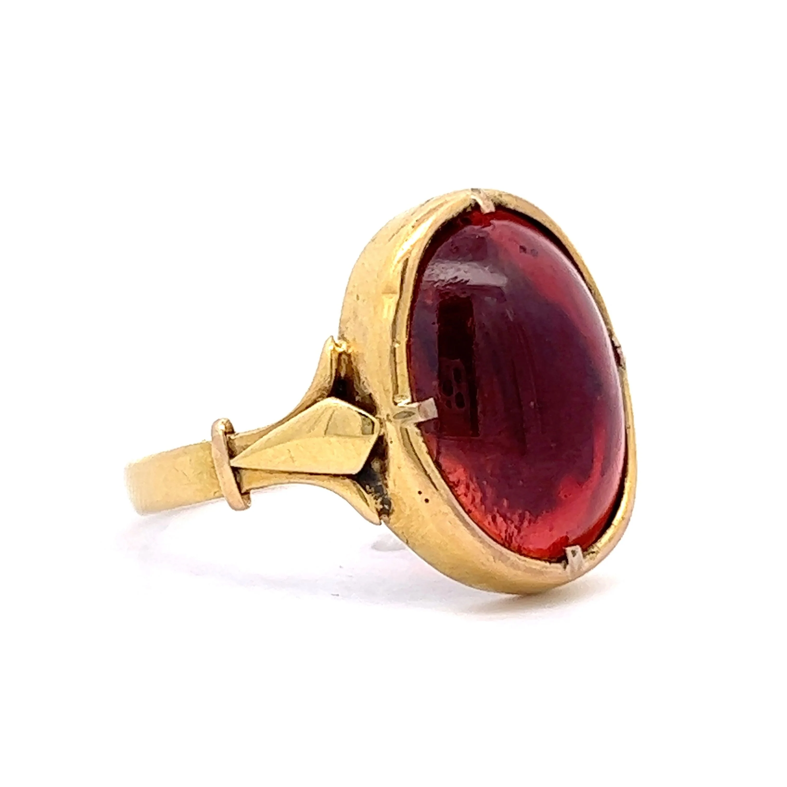 6.49 Cabochon Garnet Cocktail Ring in 18k Yellow Gold - Image 3