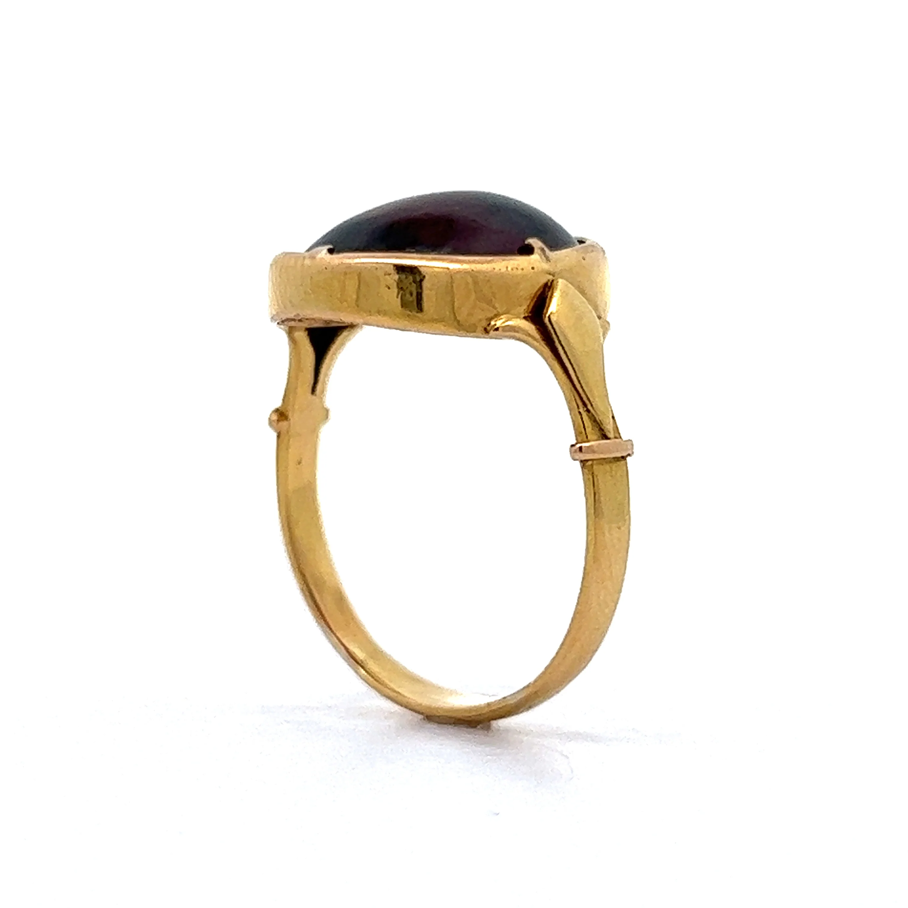 6.49 Cabochon Garnet Cocktail Ring in 18k Yellow Gold - Image 5