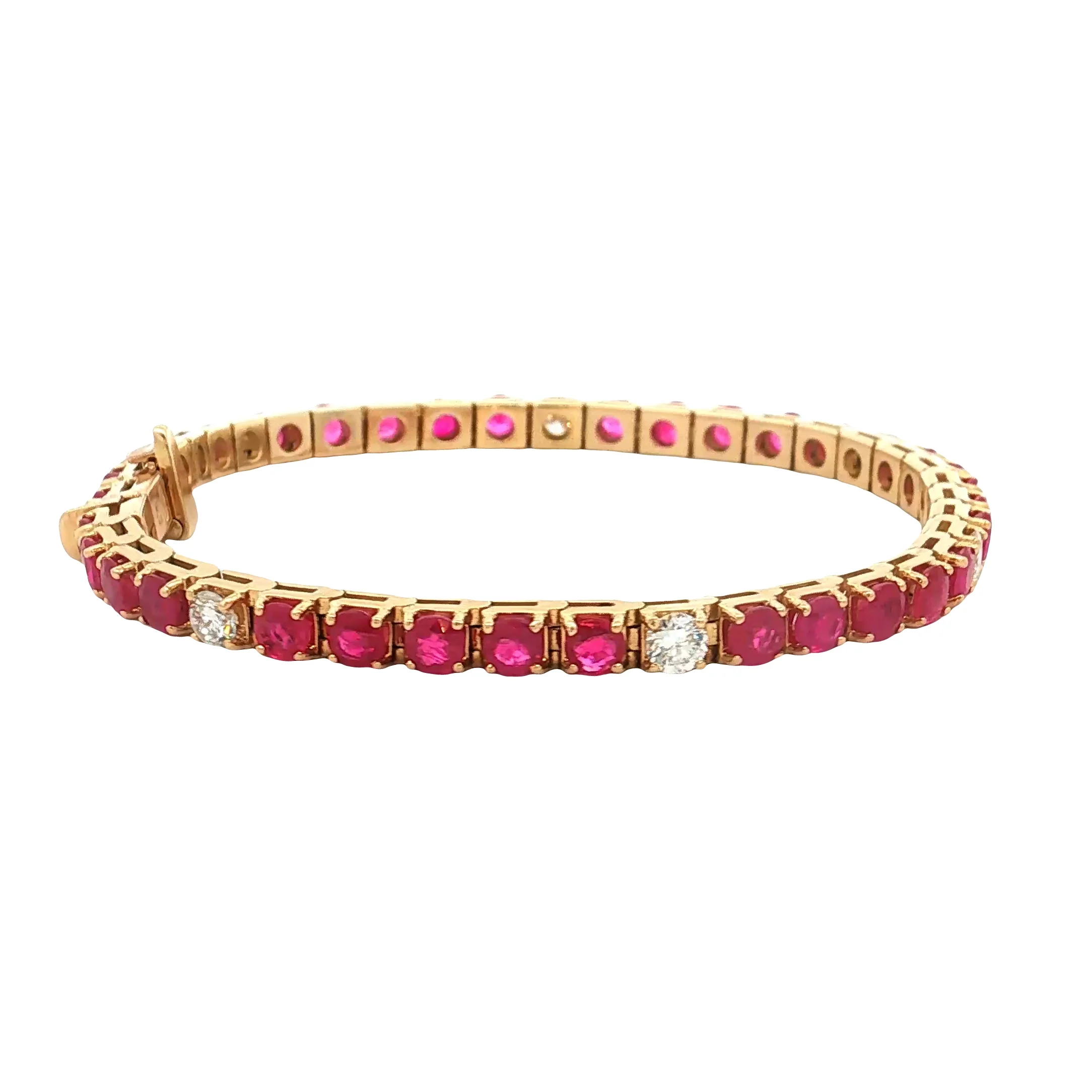 6.63 Rubie & Diamond Tennis Necklace 18k - Image 3