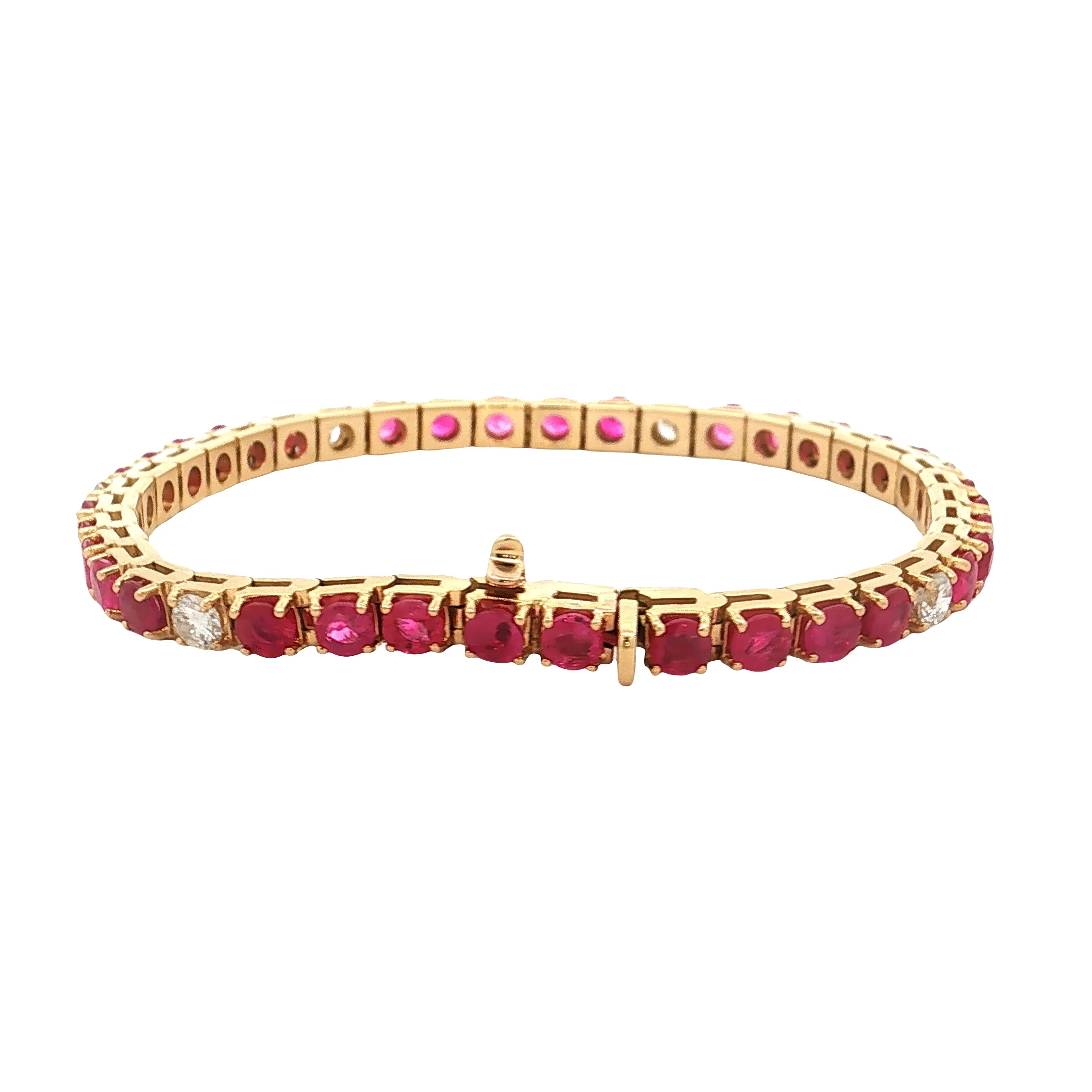 6.63 Rubie & Diamond Tennis Necklace 18k - Image 4