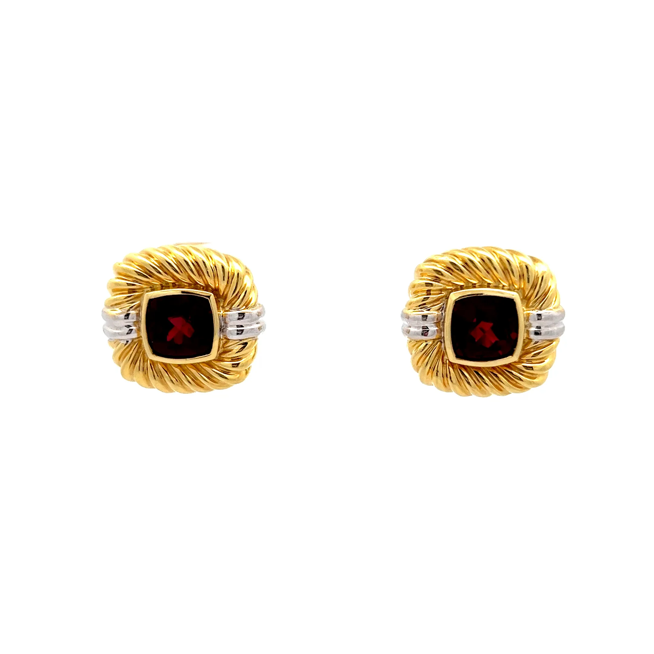 6.68 David Yurman Garnet Earring Studs 18k Yellow Gold