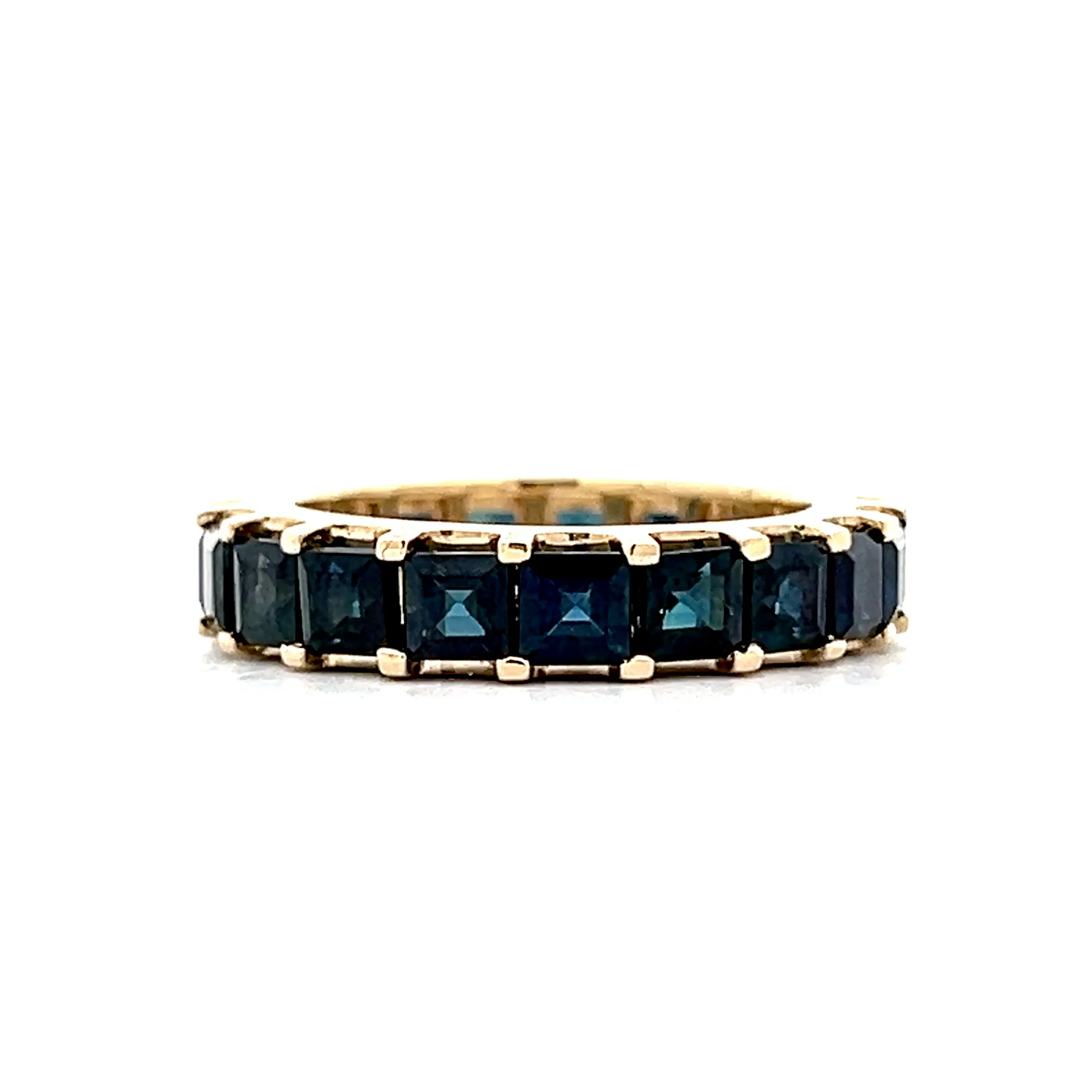 6.84 Square Sapphire Eternity Band in 14k Yellow Gold