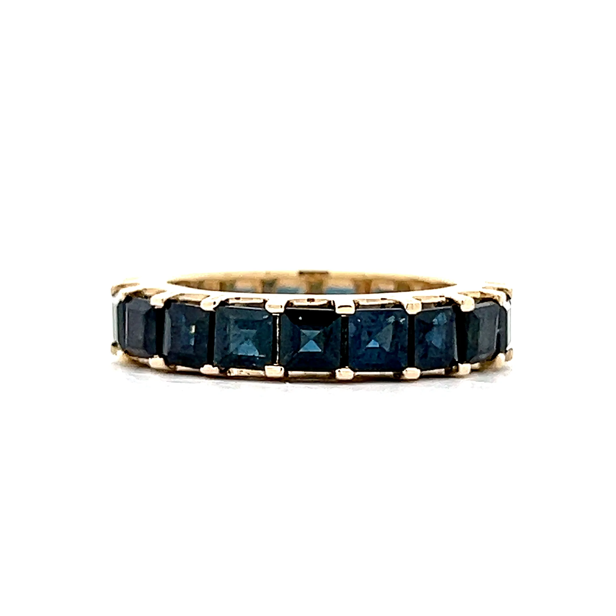 6.84 Square Sapphire Eternity Band in 14k Yellow Gold - Image 4