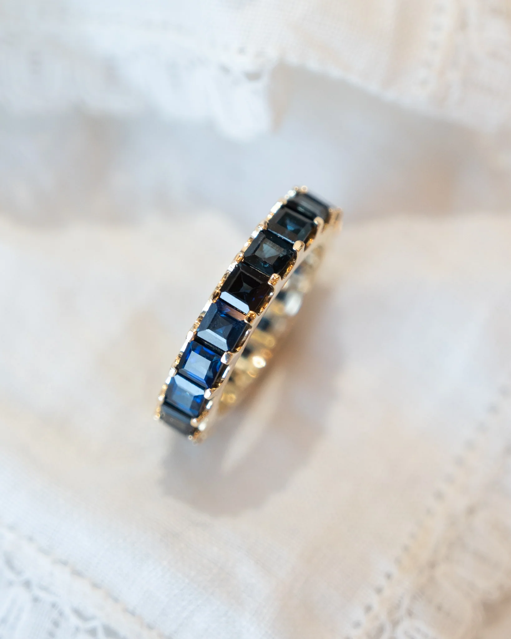 6.84 Square Sapphire Eternity Band in 14k Yellow Gold - Image 7