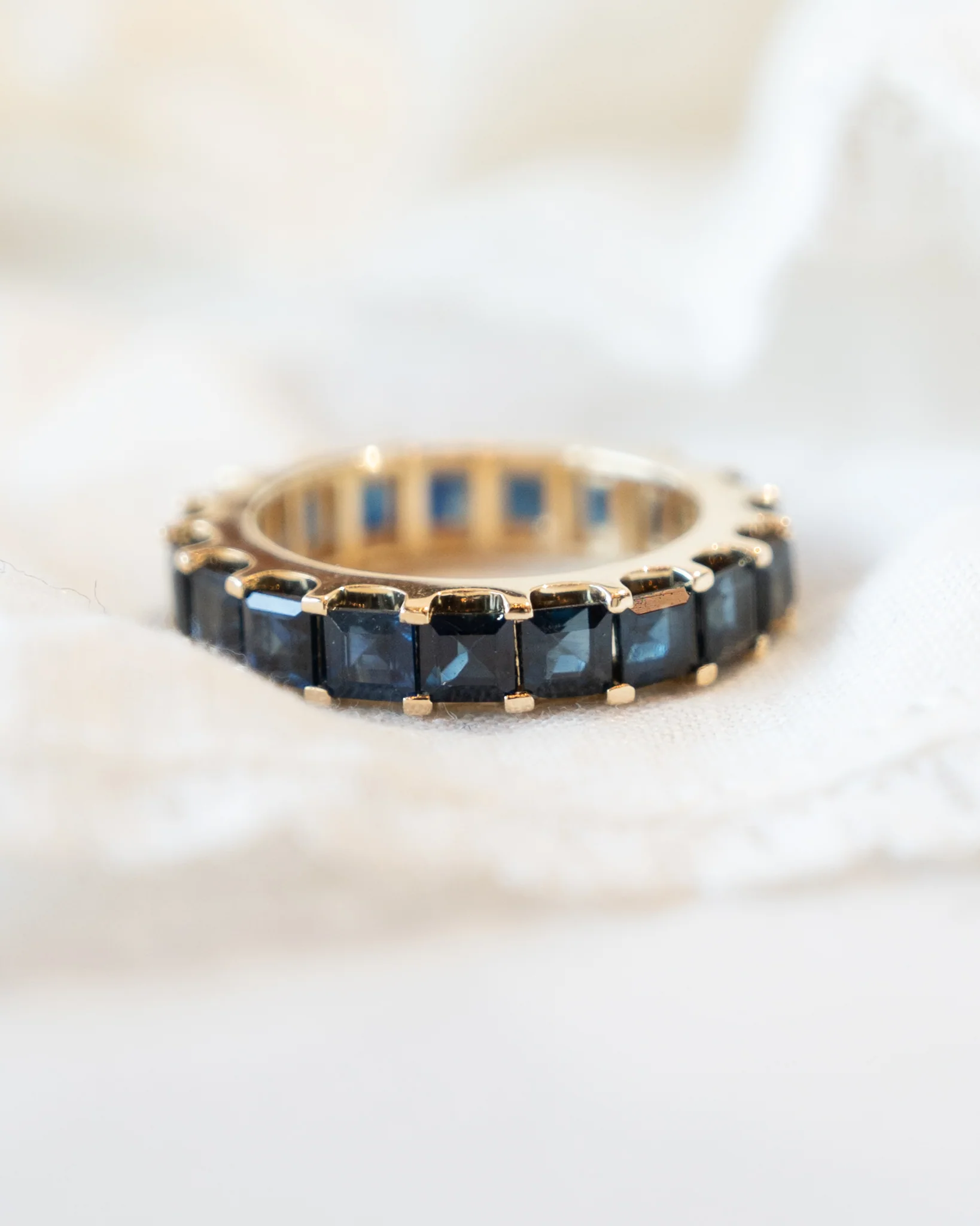 6.84 Square Sapphire Eternity Band in 14k Yellow Gold - Image 8