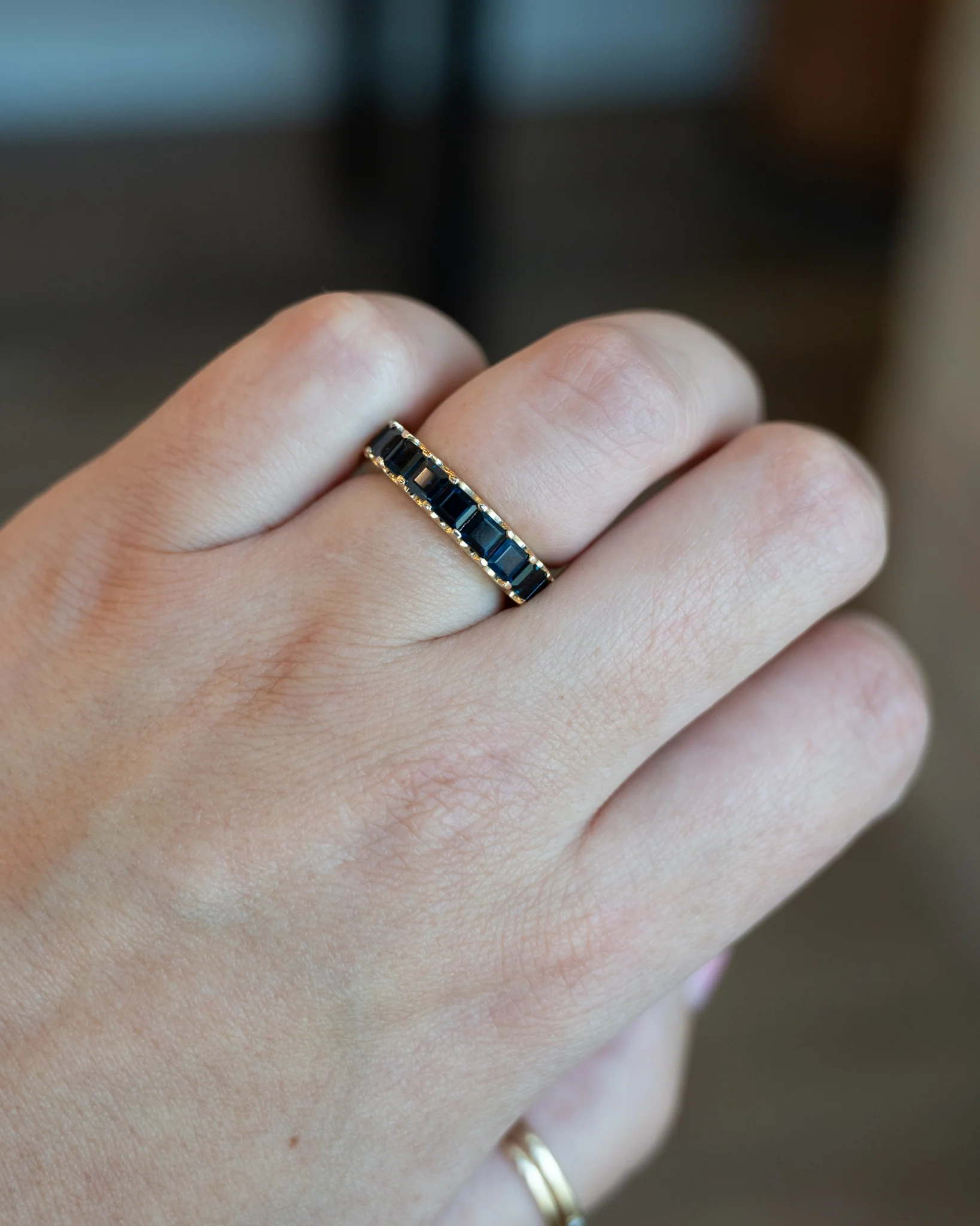 6.84 Square Sapphire Eternity Band in 14k Yellow Gold - Image 9