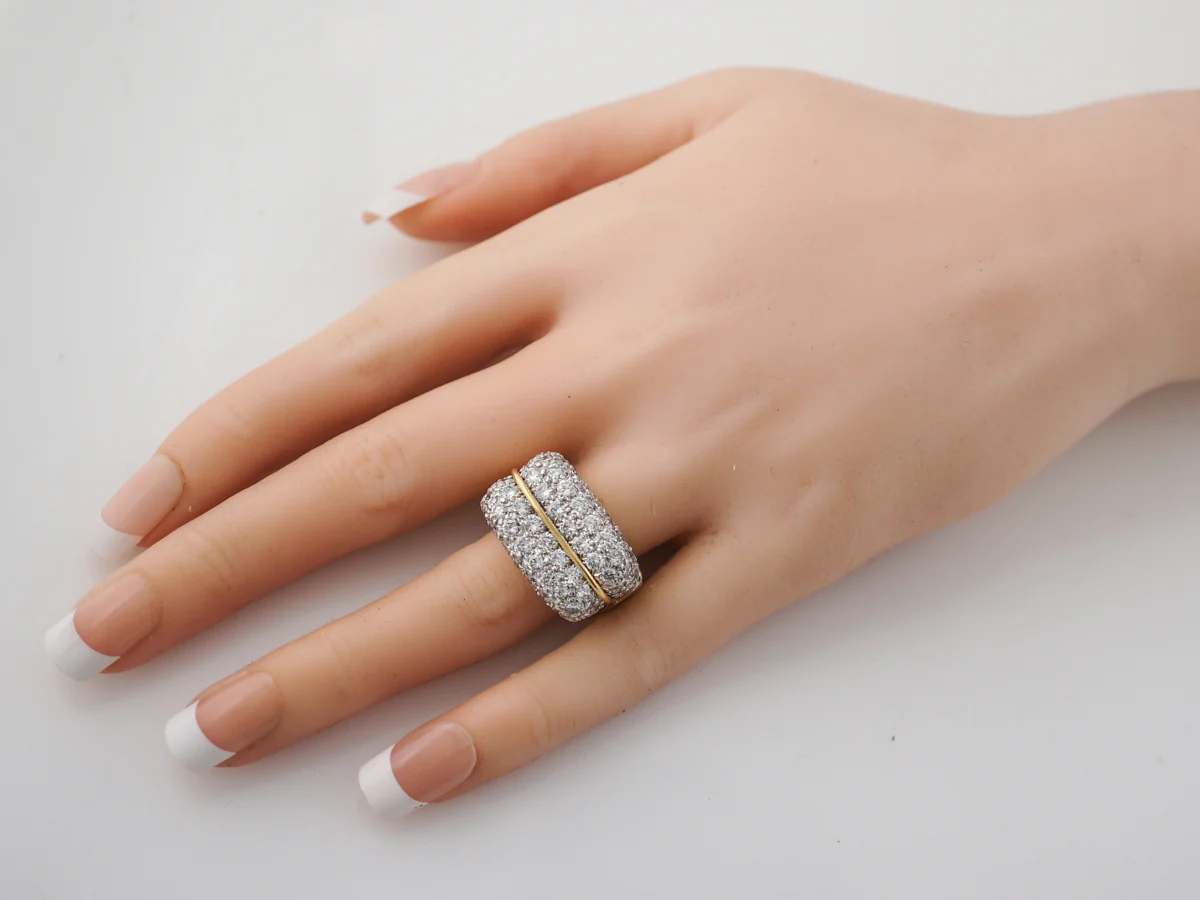 6 Carat Diamond Cocktail Ring in Yellow Gold & Platinum - Image 7