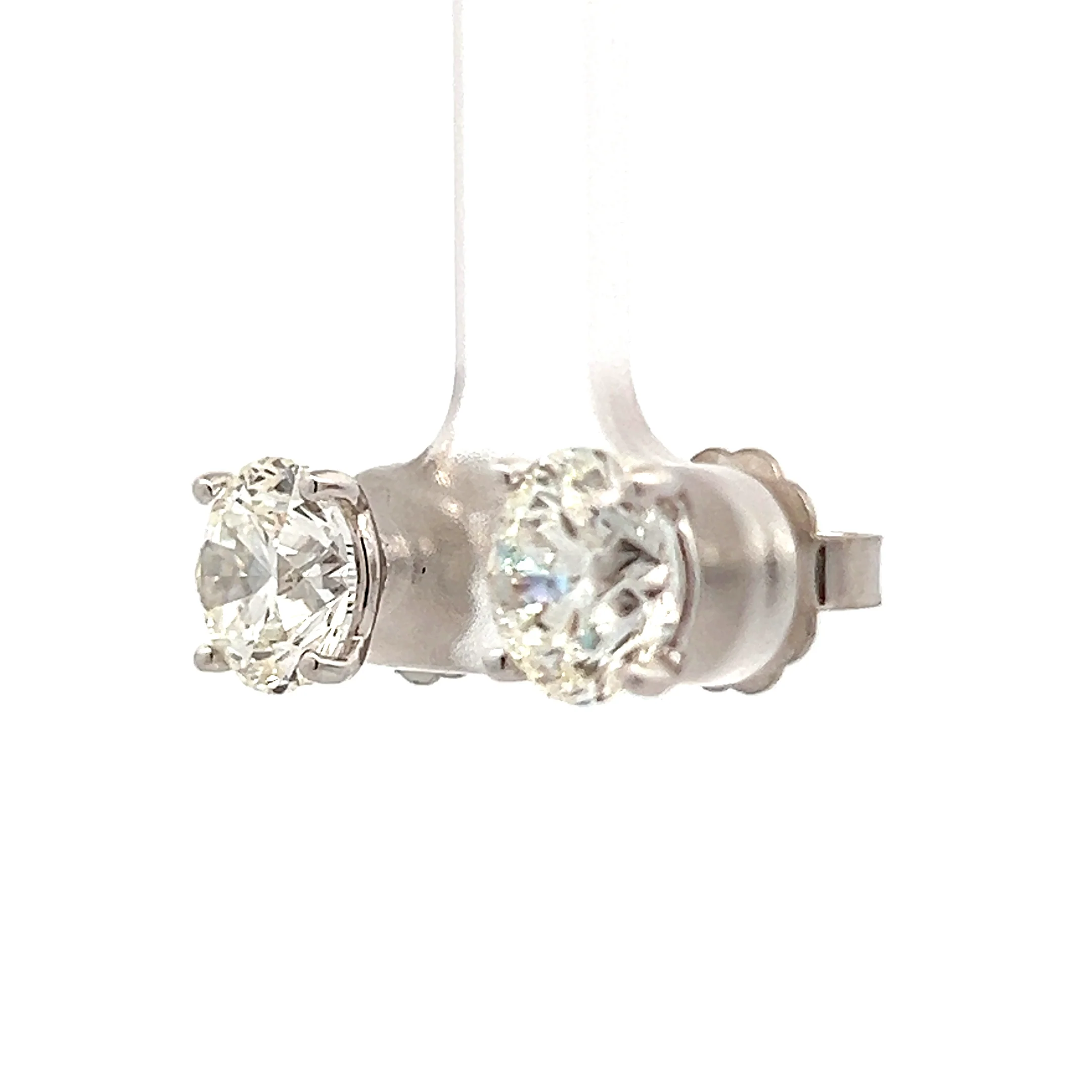 6 Carat Round Brilliant Diamond Stud Earrings 18k - Image 2