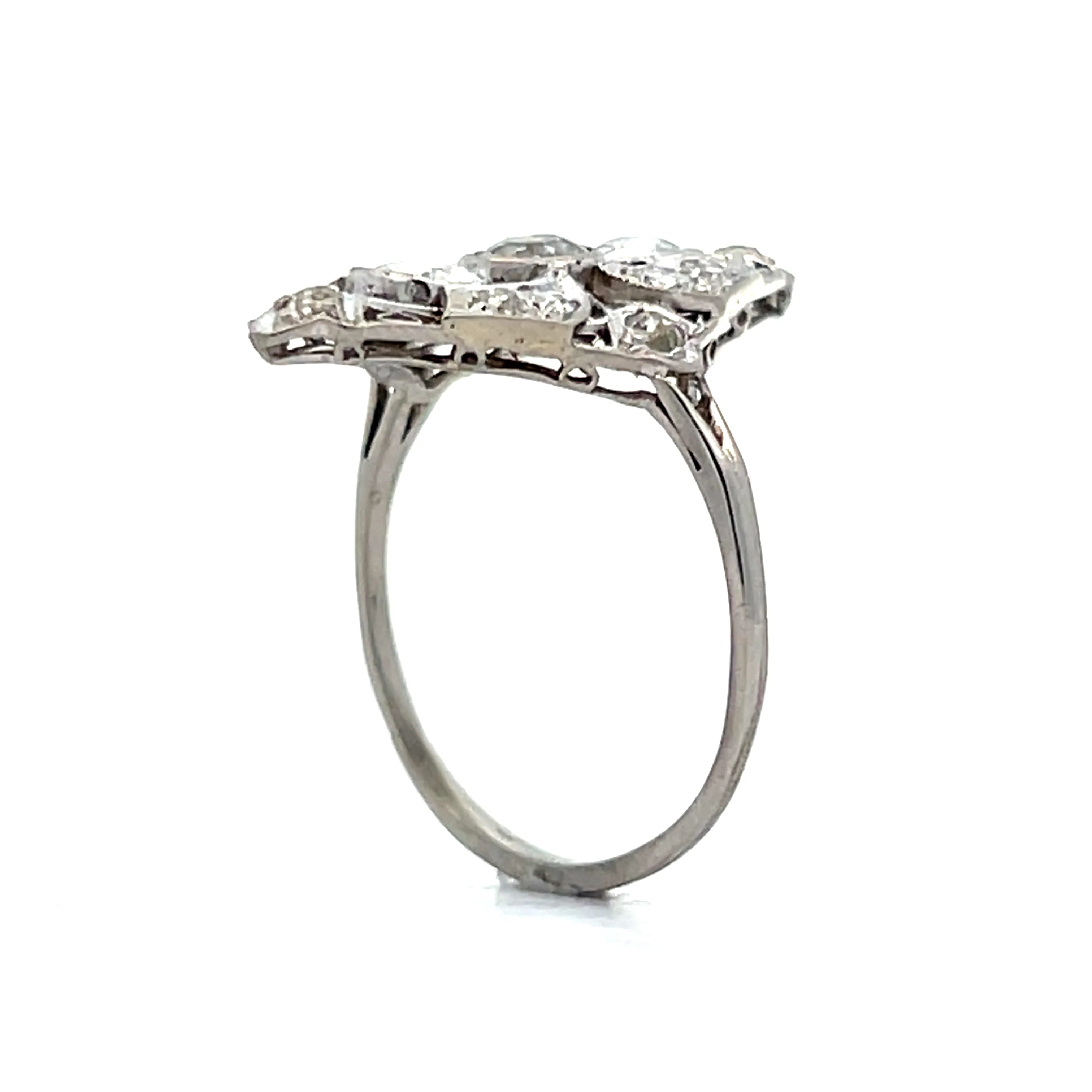 .60 Art Deco Diamond Navette Cocktail Ring in Platinum - Image 5