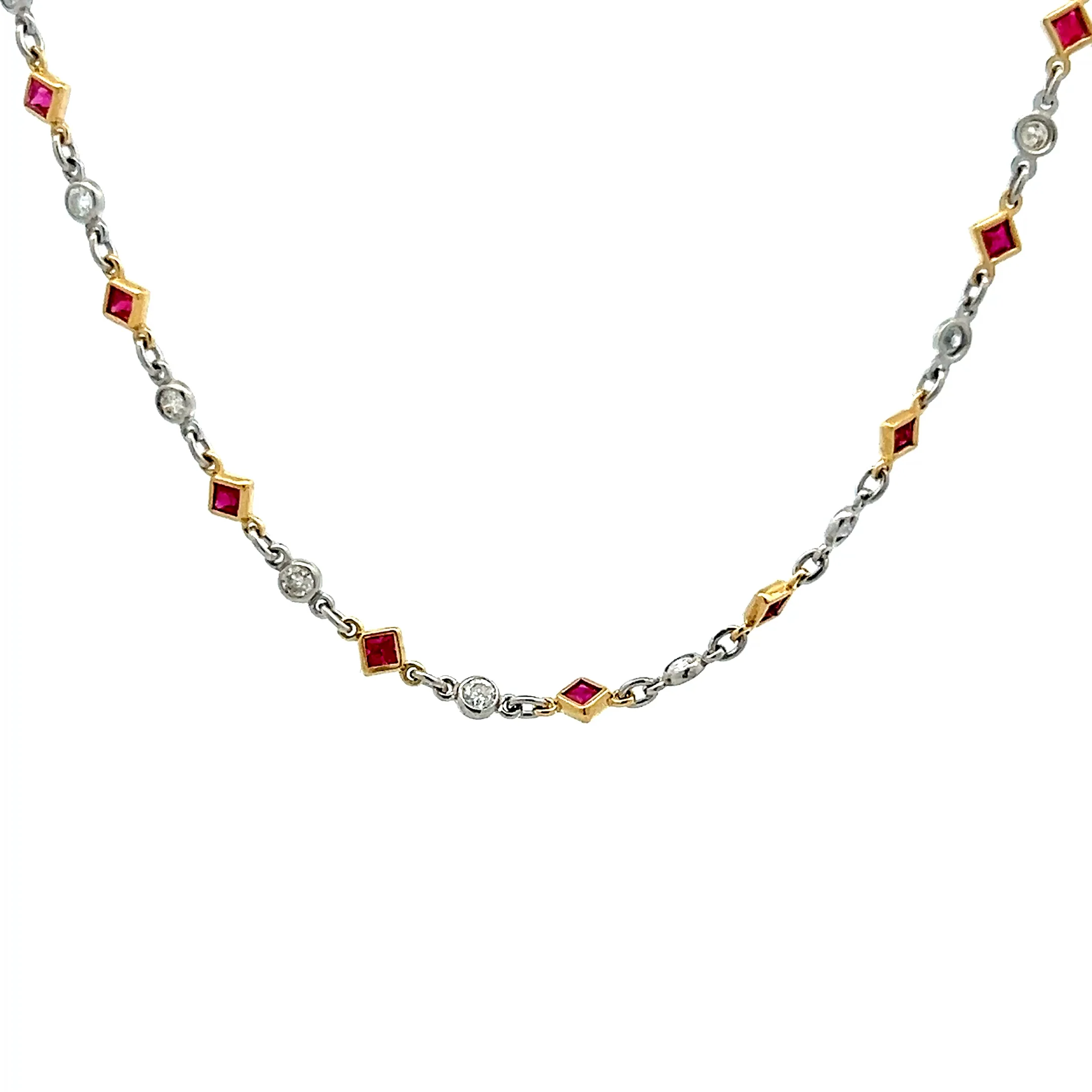 .60 Diamond & Ruby Necklace in 18k Yellow Gold