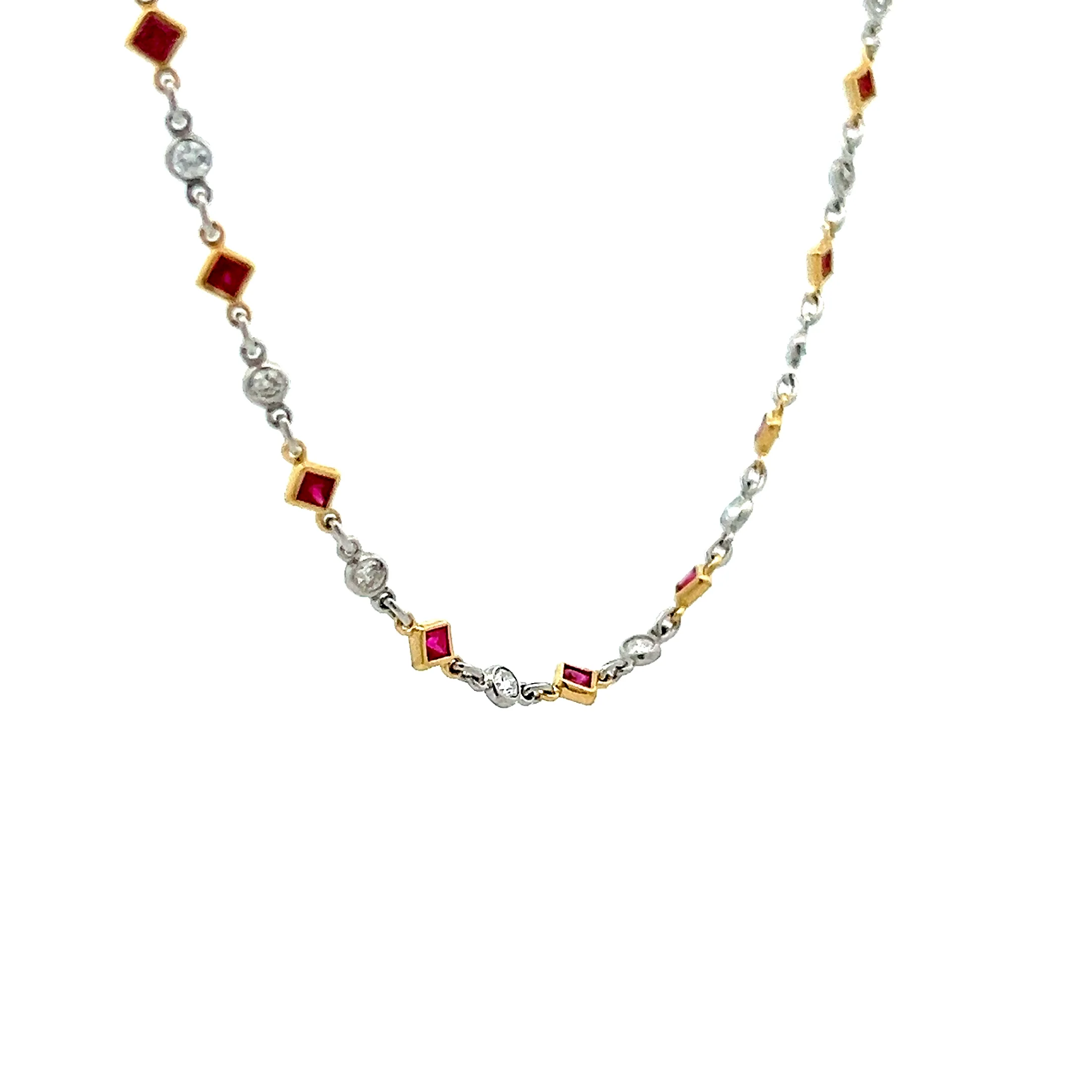 .60 Diamond & Ruby Necklace in 18k Yellow Gold - Image 3